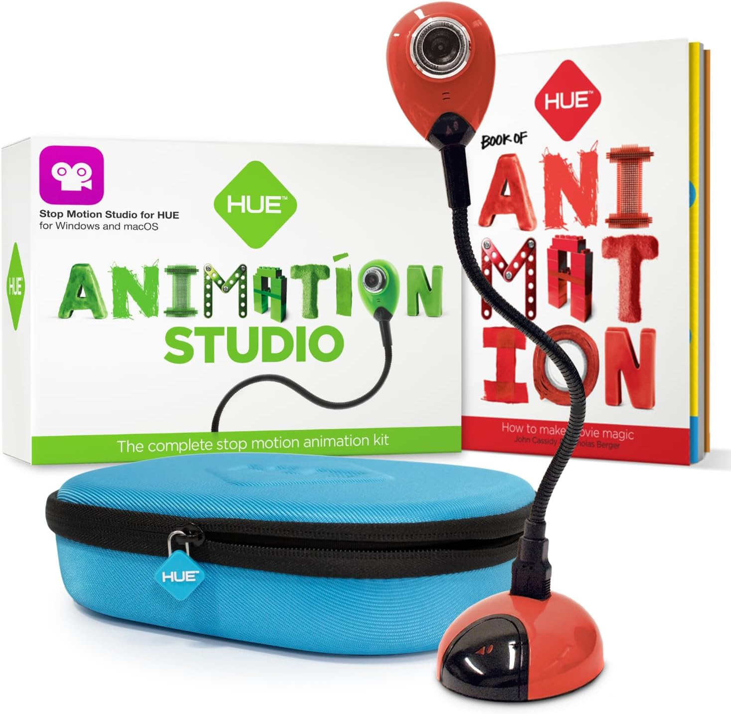 HUE Animation Studio: Complete Stop Motion Kit (Camera, Software, Book) for Windows/Macos (Blue) with Carry Case