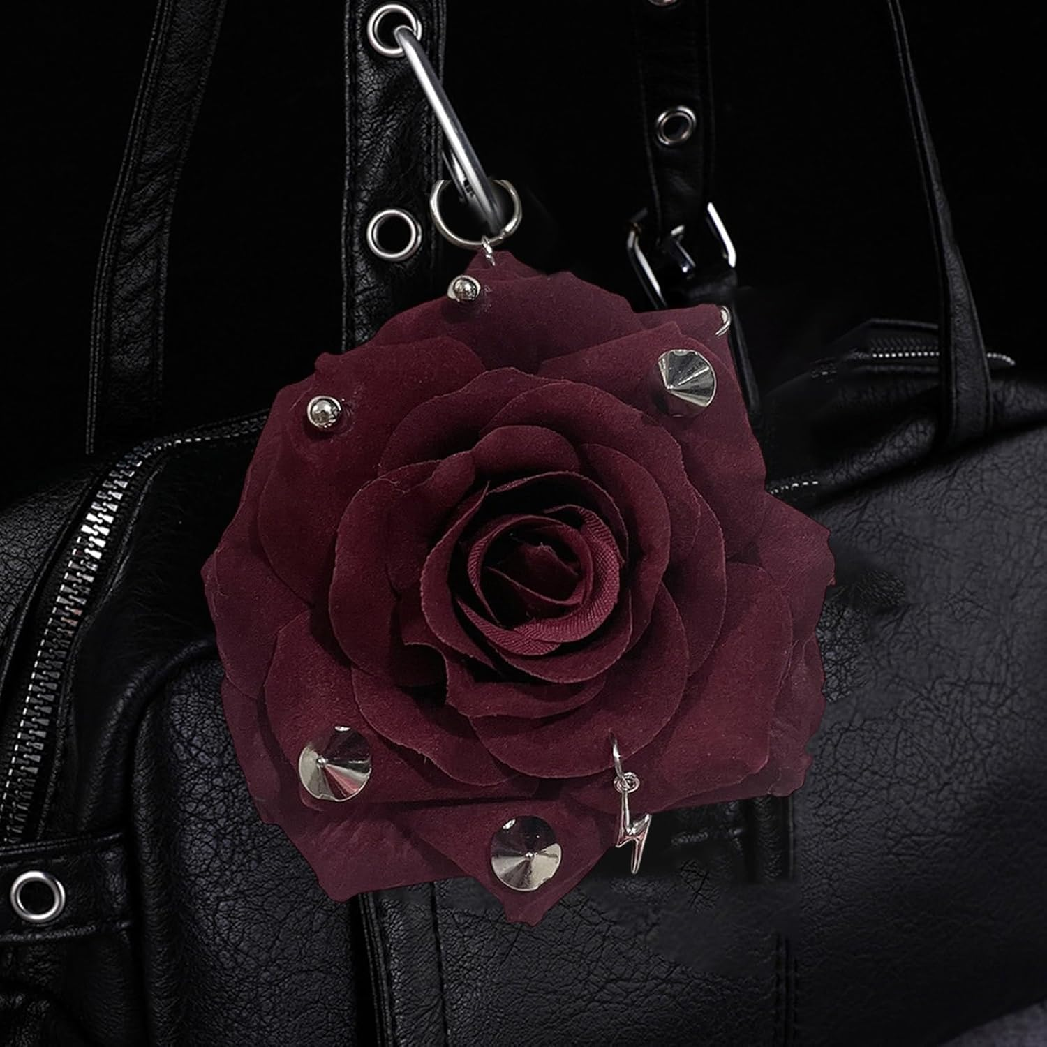 Studded Flower Keychain for Women - Claret image number 1