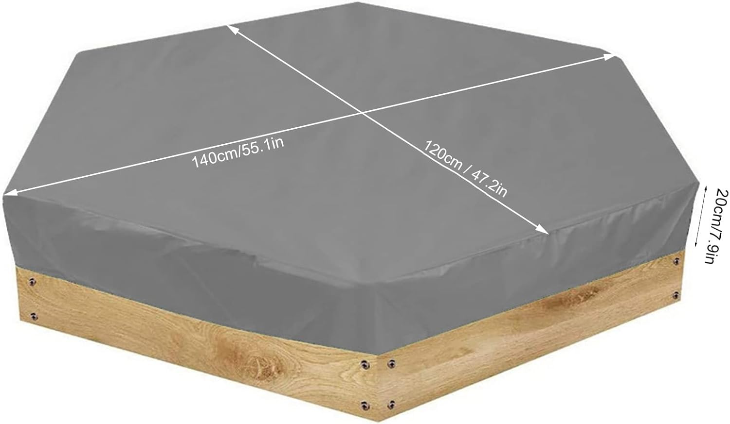 Sandbox Cover, Hexagon Sandpit Cover, Sandpit Cover Hexagon, Waterproofing Poolcover with Drawstring - Black image number 2