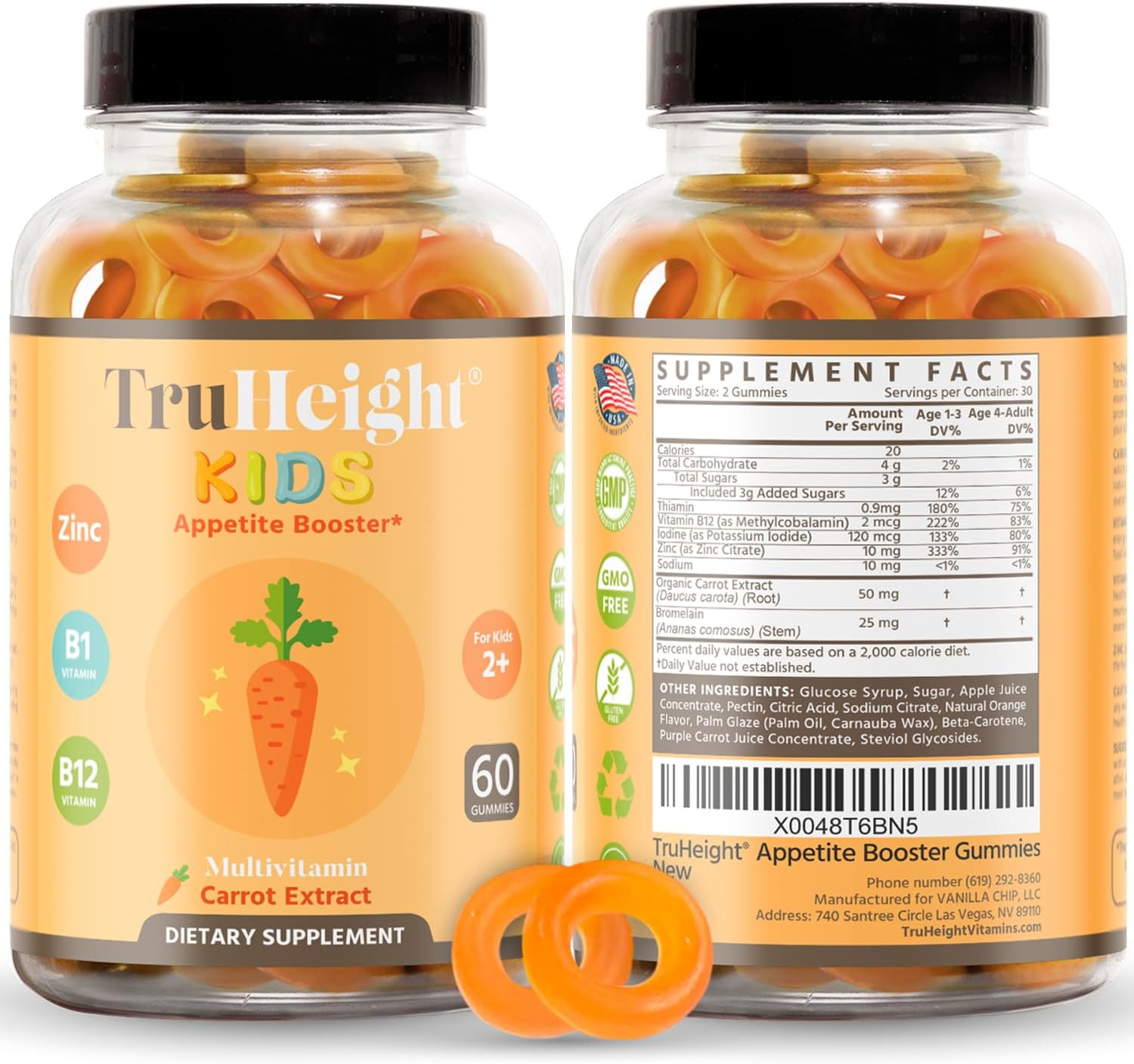 Truheight Kids Appetite Booster Gummies (Ages 2+) All Natural Toddler, Kids & Teens Appetite Stimulant to Eat More - Weight Gain Vitamins - Endorsed by Pediatricians - Vitamin for Underweight Kids image number 2
