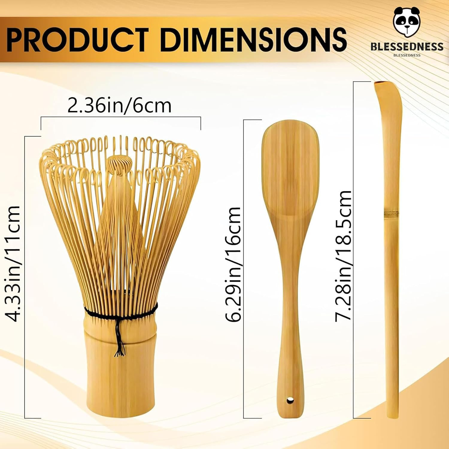 Matcha Whisk Set - Matcha Whisk, Traditional Scoop, Tea Spoon. the Perfect Set to Prepare a Cup of Japanese Matcha Tea, Handcrafted from 100% Natural Golden Bamboo image number 6