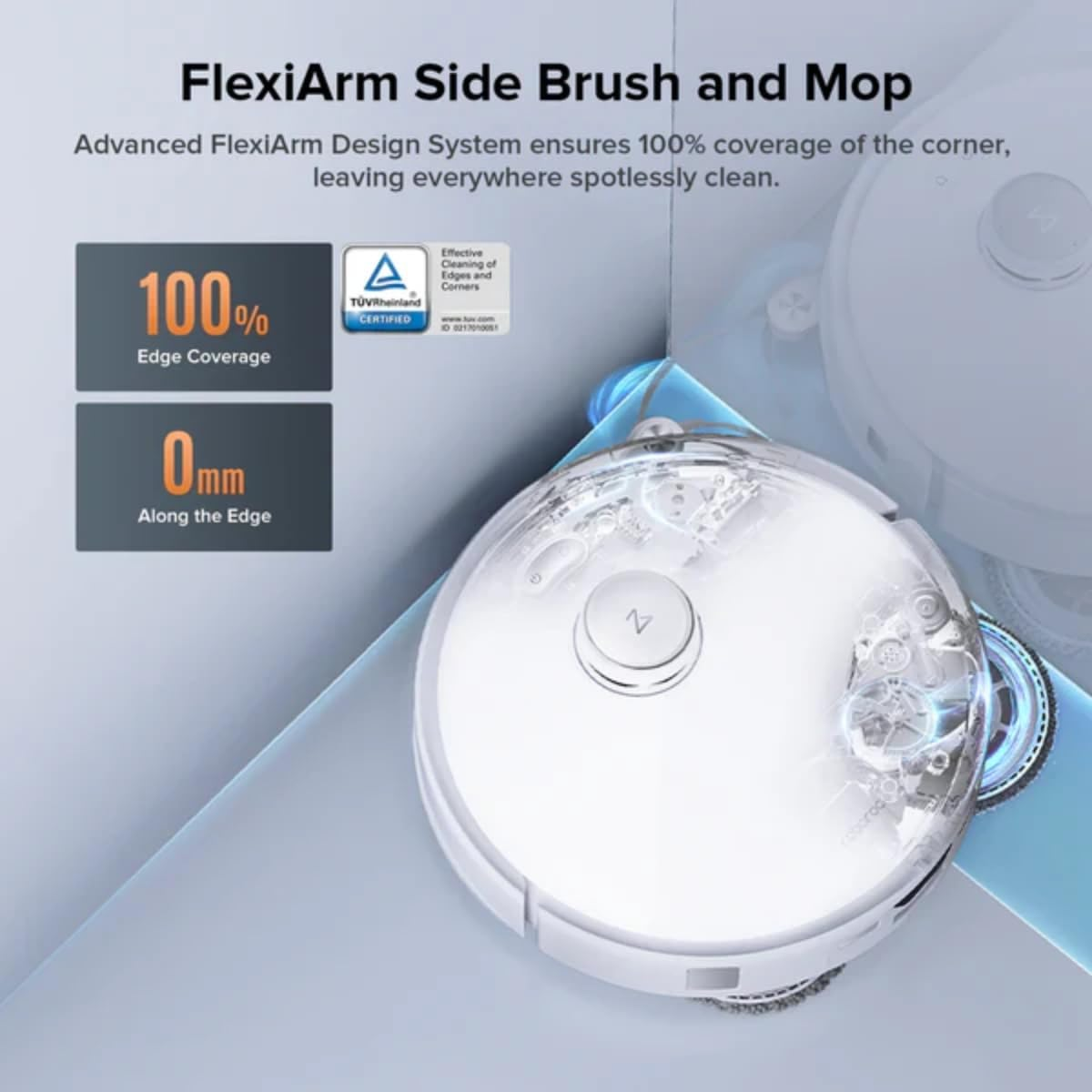 Roborock Qrevo Edgec Robot Vacuum and Mop with Multifunctional Dock 3.0, 18,500Pa Suction, Zero-Tangling, Flexiarm Arc Side Brush, 17Mm Mop Lifting, Hot Water Mop Washing & Drying, Self-Emptying image number 1