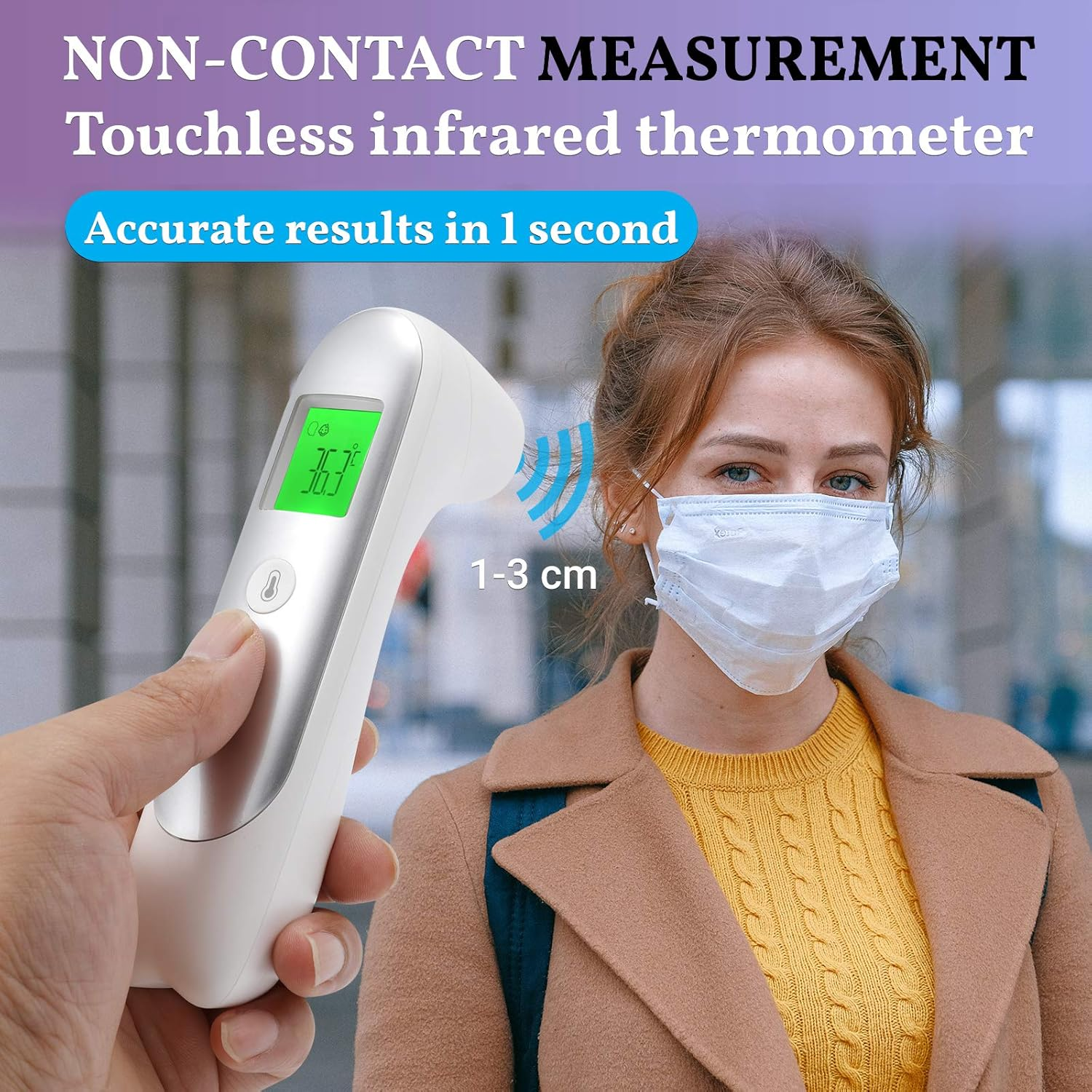 Baby Thermometer Ritalia&reg; Digital Forehead Thermometer Non-Touch for Adults and Kids - Accurate Infrared Sensors for Clinically Readings Less than 1S - LCD Screen 3 Colors image number 5