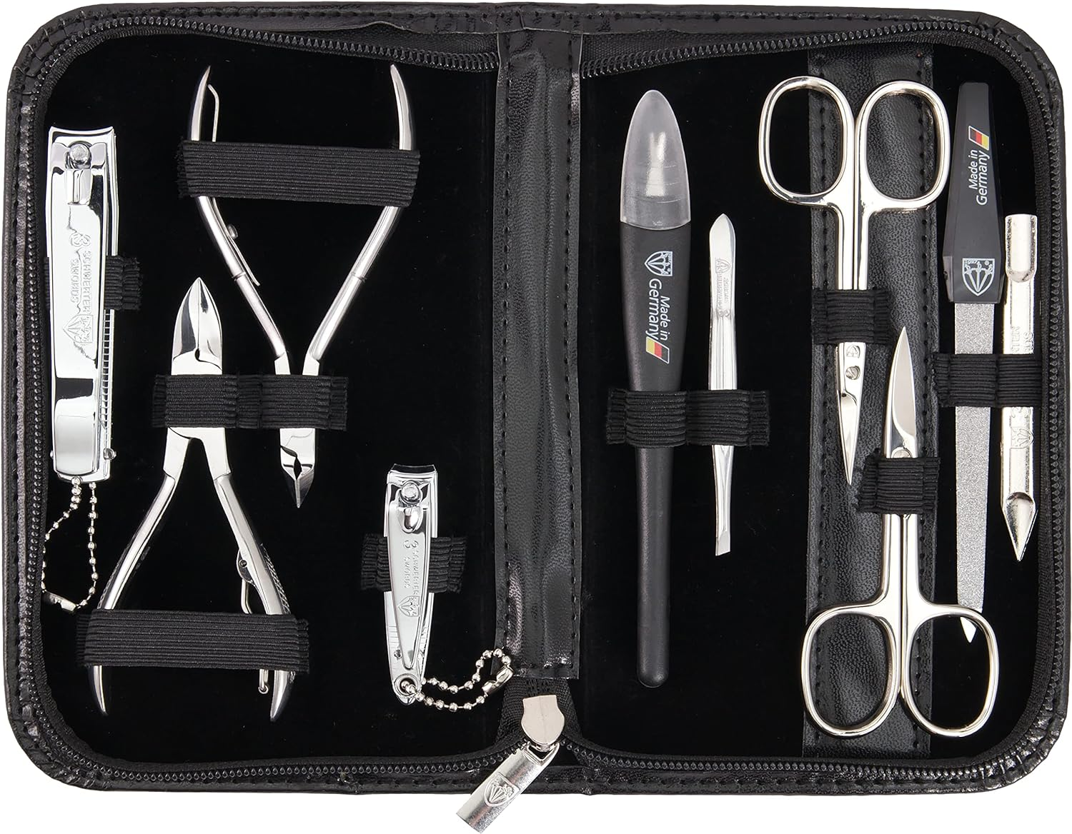 3 Swords Germany - Brand Quality 10 Piece Manicure Pedicure Grooming Kit Set for Professional Finger & Toe Nail Care Scissors Clipper Fashion Leather Case in Gift Box, Made by 3 Swords (00286)