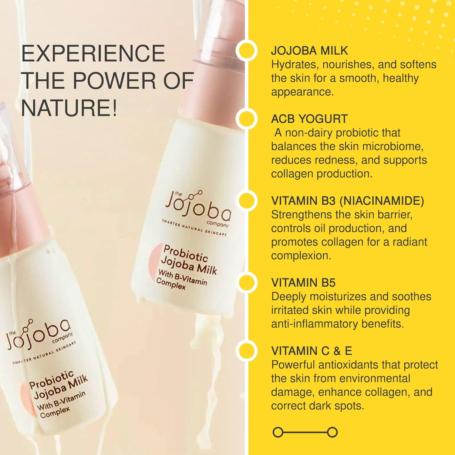 Jojoba Probiotic Facial Serum with B Vitamin Complex Hydrating Milk anti Redness Skin Balancing Brightening Serum for Healthy Radiant Skin 30Ml image number 6
