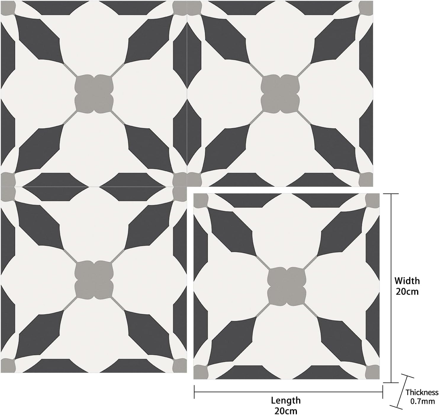 MORCART Peel and Stick Floor Tiles, Waterproof Removable Stick-On Floor Tiles, Self-Adhesive Vinyl Flooring for Bathroom, Kitchen, Entryway, Easy Home DIY (20X20Cm, 10 Sheets, Charcoal) image number 4