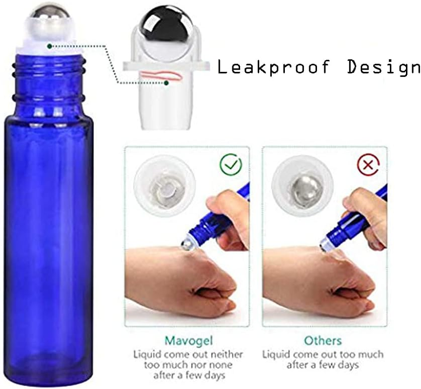 6 Pack 10 Ml Essential Oil Glass Roller Bottles, Cobalt Blue with Stainless Steel Balls (1 Opener, 1 Dropper Included) image number 4