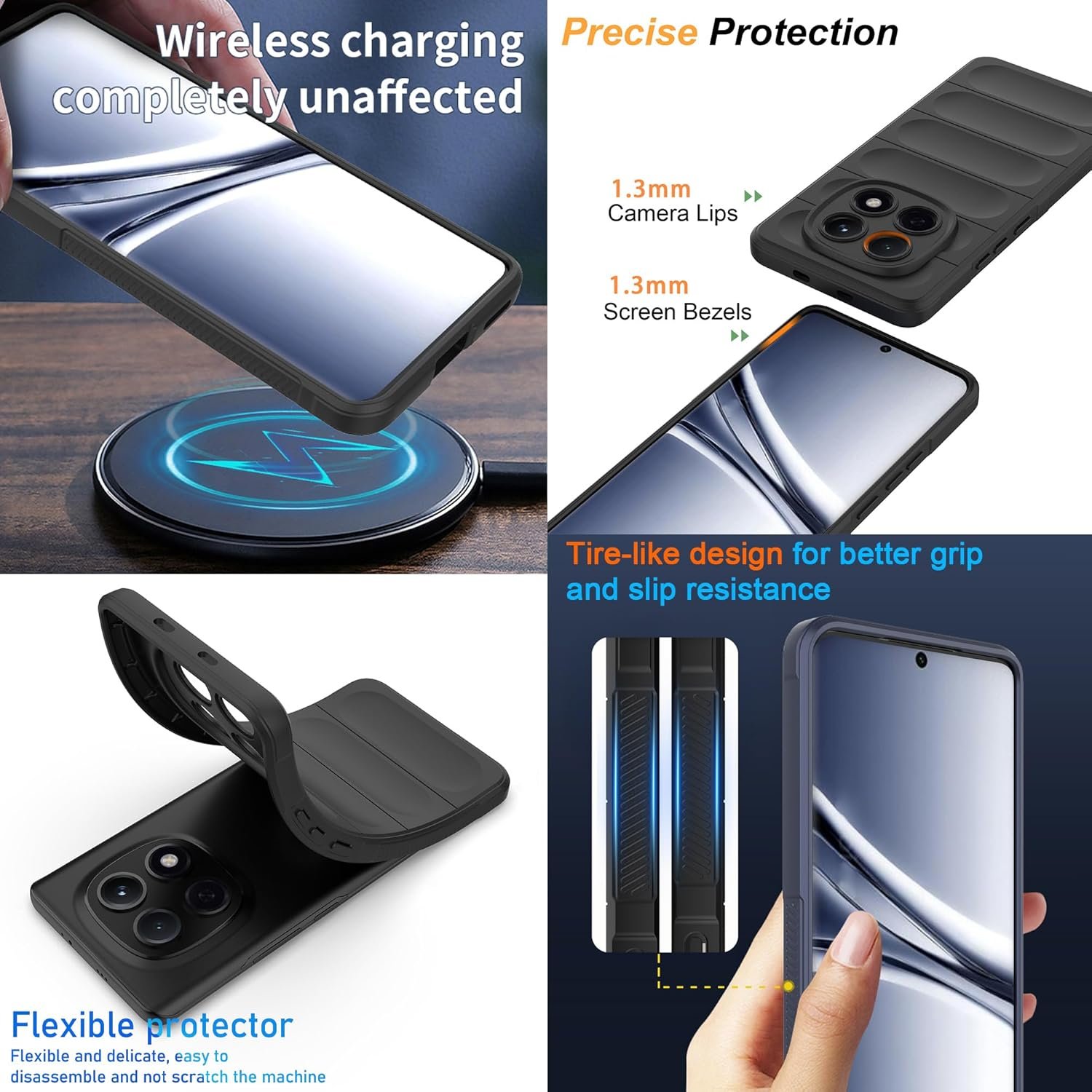 ESHUYI Liquid Silicone Case for Xiaomi Redmi Note 15 5G with Anti-Germ Protection, Anti-Scratch Soft Microfiber Lining, High Resilience Gel Rubber Full Body Shockproof Cover, Black image number 4