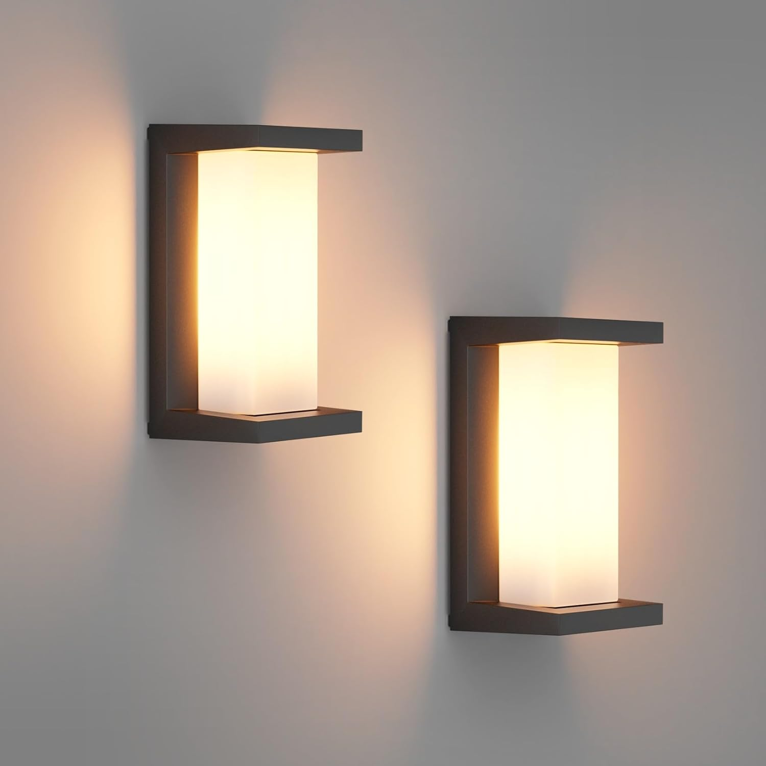 Klighten 2 Pieces E27 Outdoor Wall Lamp, E27 Wall Lamp, IP65 Outdoor Wall Lamp, 60W Outdoor Wall Lamp, Outdoor Wall Lamp Terrace, Aluminum Suitable for Indoor Outdoor. Black (Without Bulb) image number 4