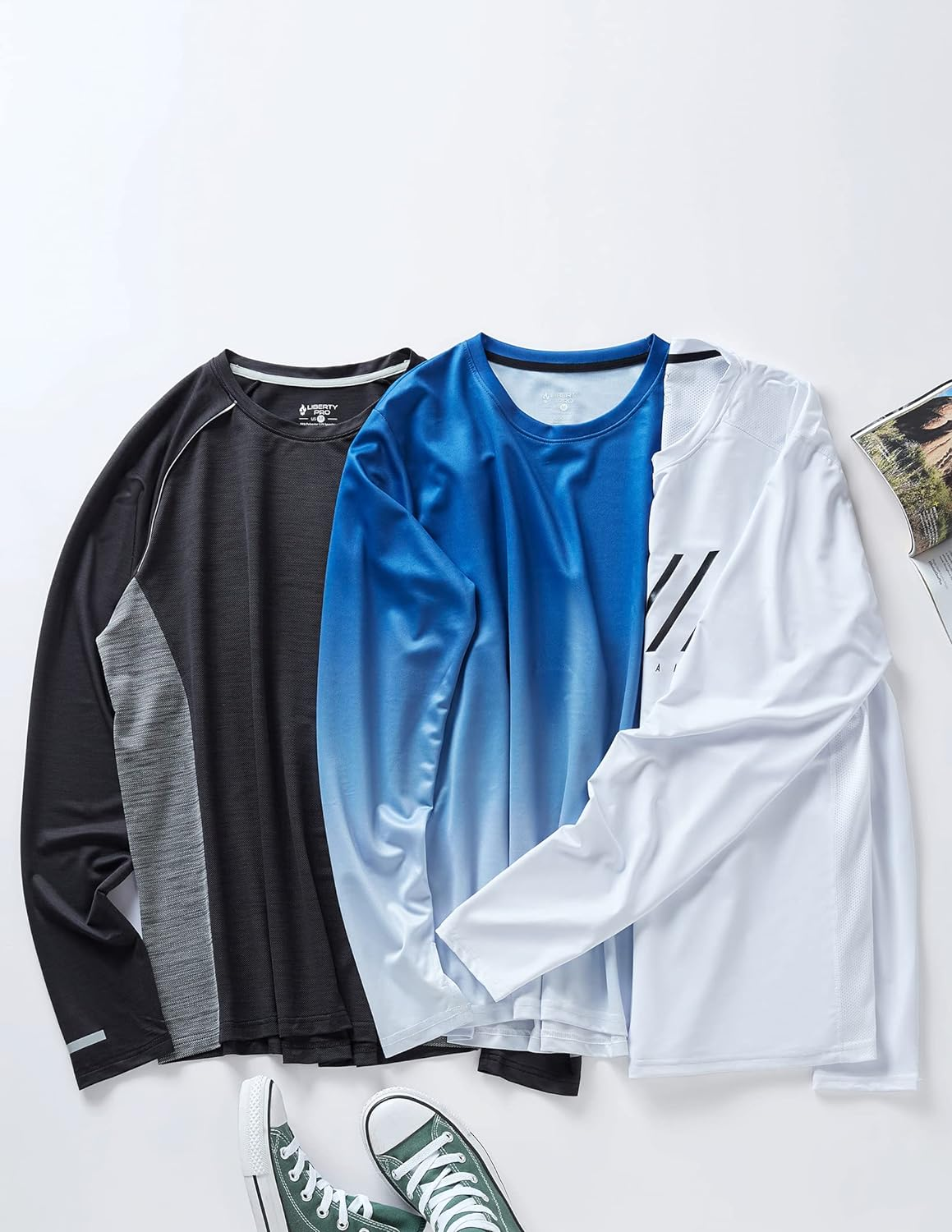 Liberty Imports 3 Pack: Men'S Long Sleeve T Shirts, Dry Fit UV Sun Protection Outdoor Hiking Athletic Active Tops with Thumb Holes image number 4