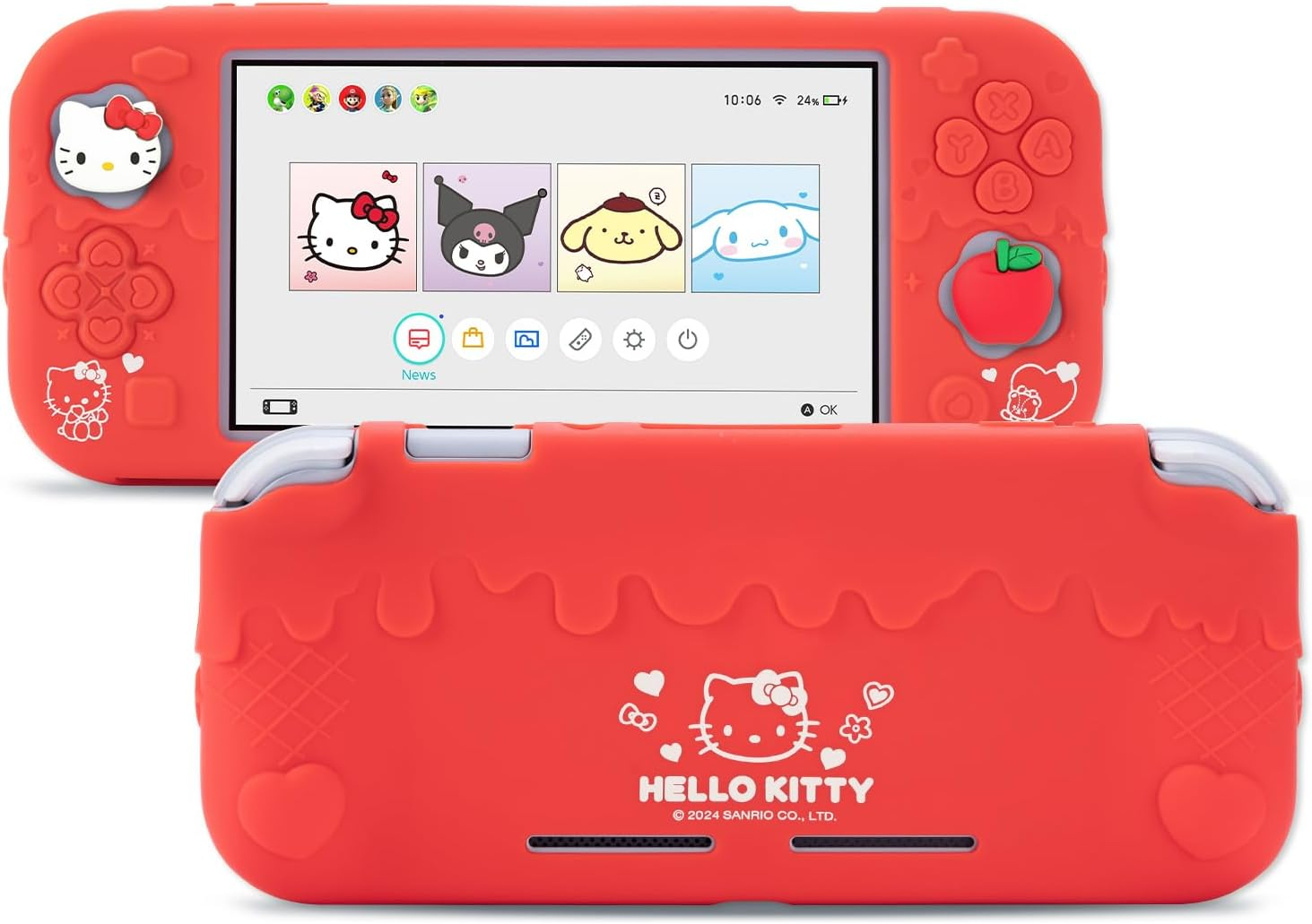 Protective Case for Switch Lite,Anti-Scratch Protective Shell,Soft Silicone Cover Case for Switch Lite 2019 with 2 Thumb Grip Caps (Red) image number 4