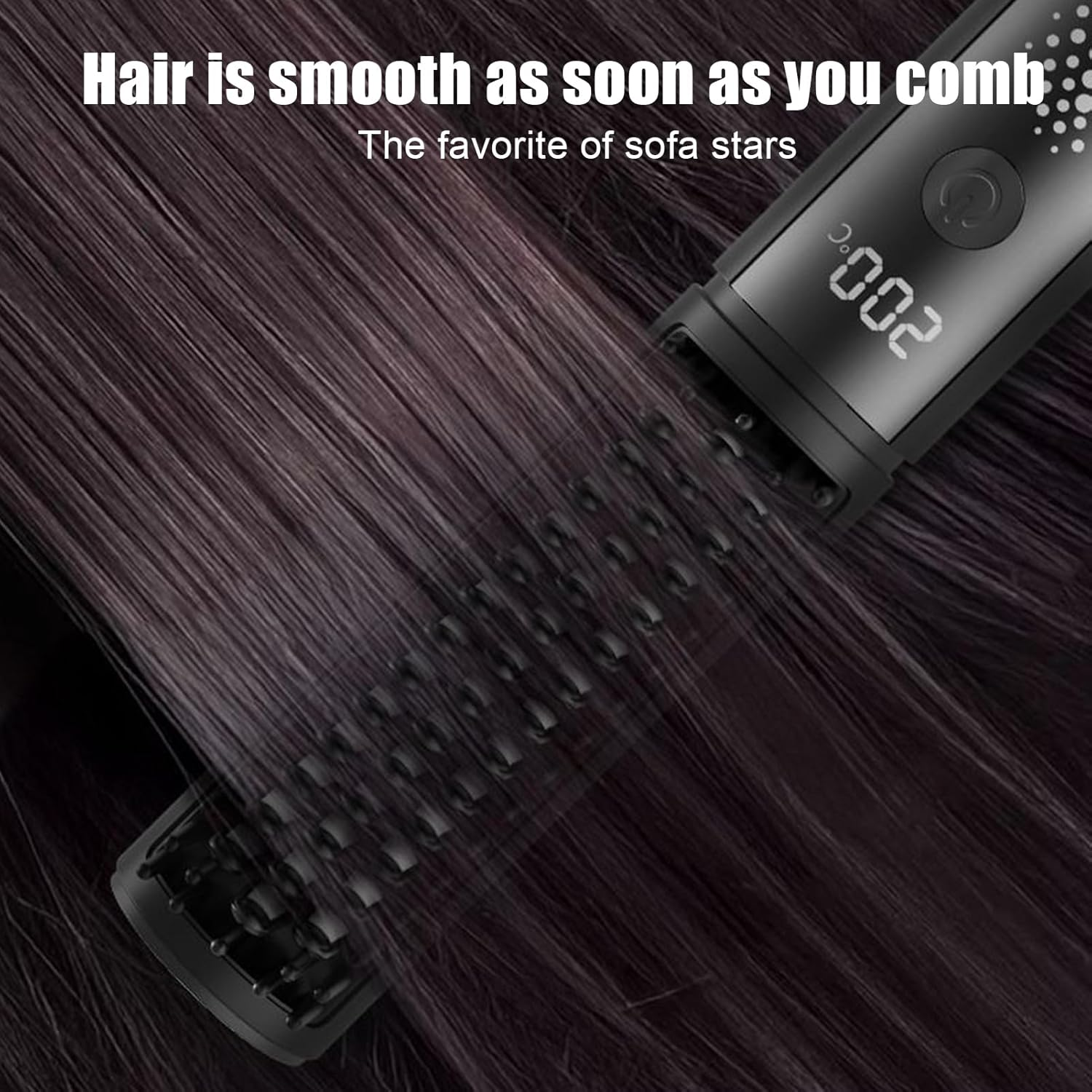 Qkbuza Hair Straightener Brush | Straightening Iron - 4 Temp Settings Flat Iron Anti-Scald Styling Tools for More Shine Less Frizz Professional Salon Travel Girls Home Smooth Shiny Hair image number 1