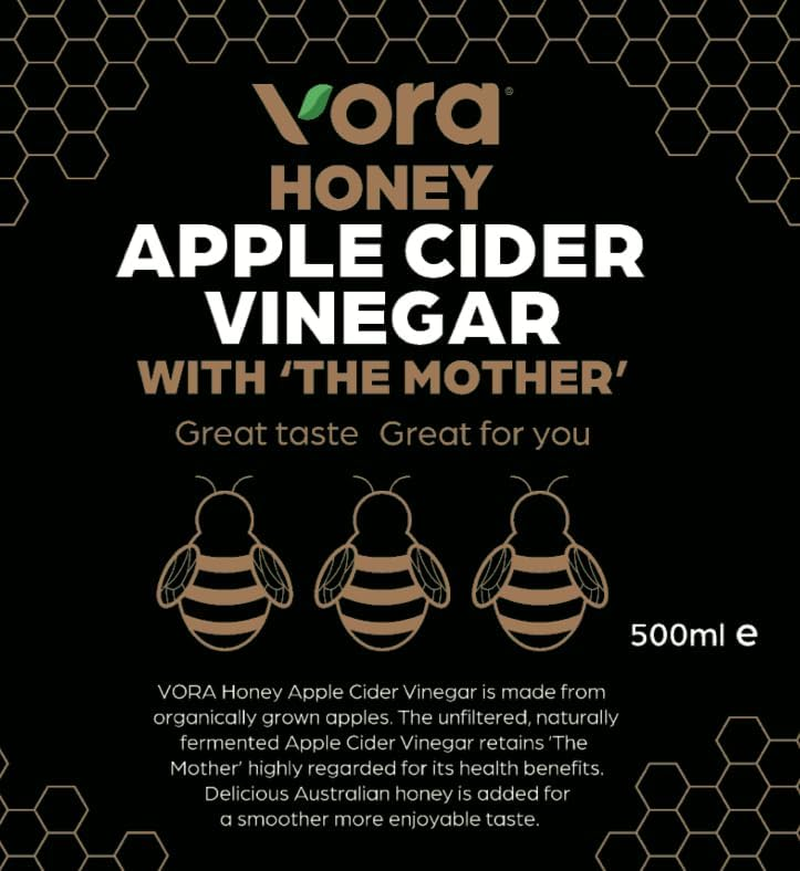 Vora Raw Organic - Unfiltered Honey Apple Cider Vinegar with Mother, 500Ml image number 3