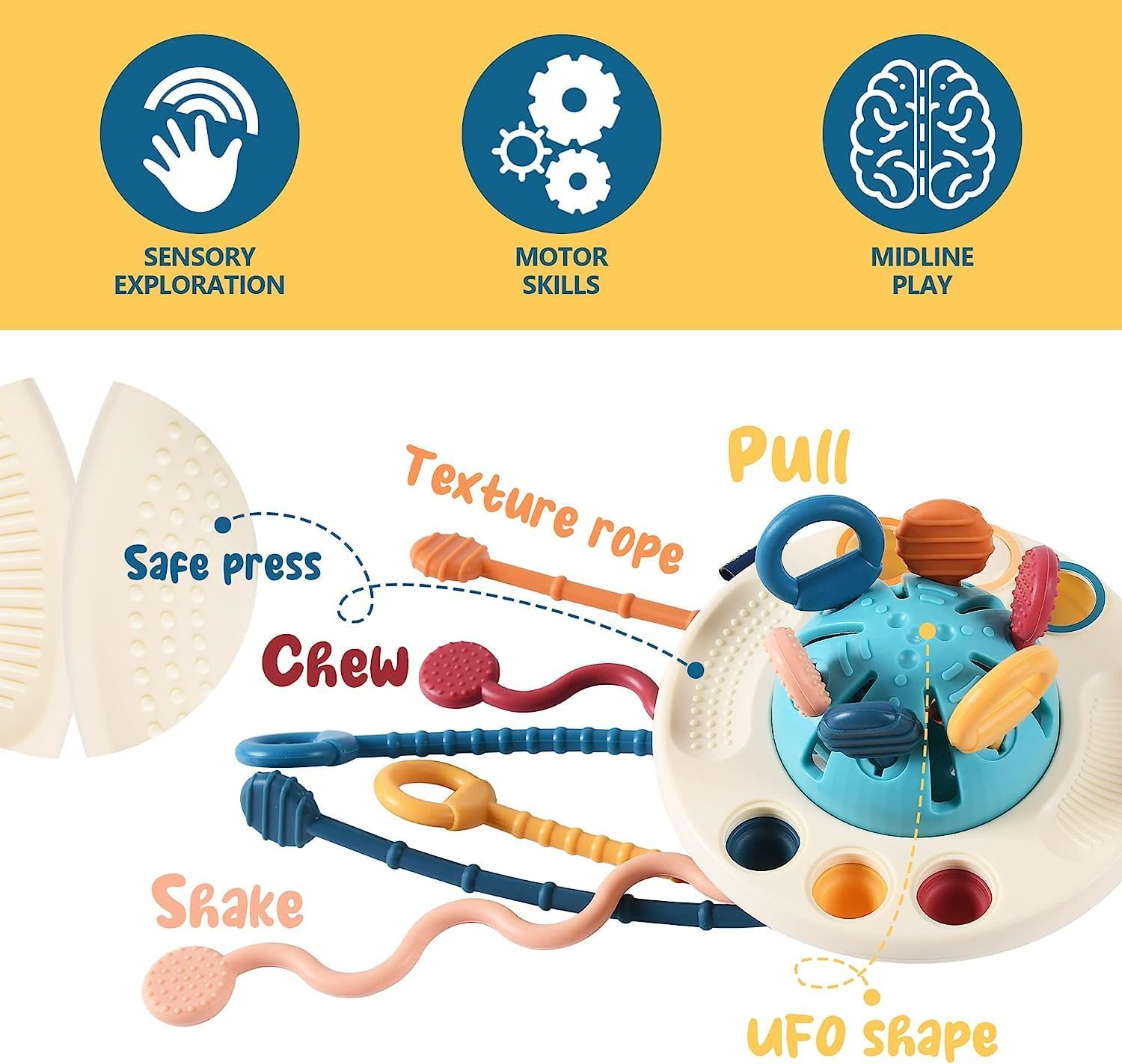 Montessori Sensory Toys - Pull String, Silicone, Fine Motor Skills, 18+ Months image number 4