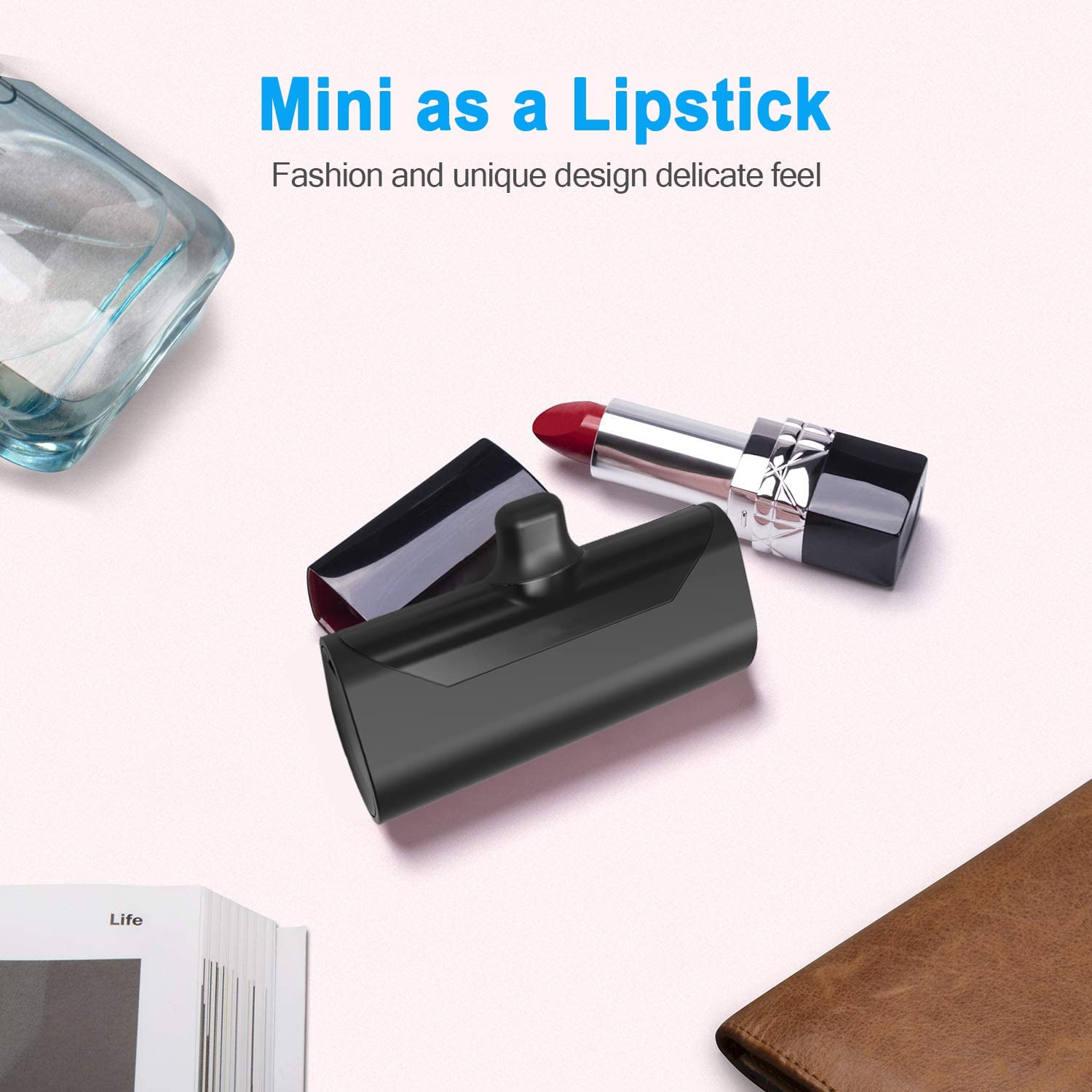 Mini Power Bank 6000Mah PD 20W Fast Charging Built-In Plug for Iphone Ultra-Compact Pocket Charger Cute Battery Pack Portable Power Bank Compatible with Iphone 14/13/12 Airpods and More (Black) image number 5