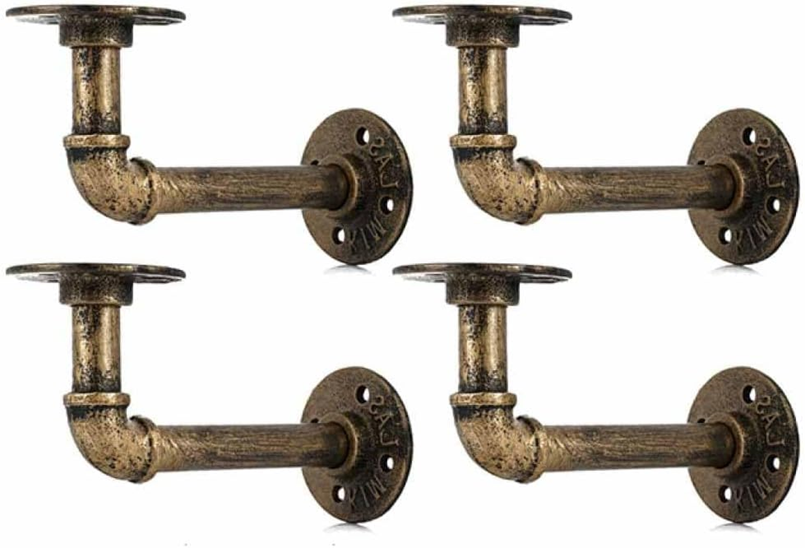4PCS Pipe Floating Shelf Bracket Industrial Pipe Shelf Bracket Mounting Bracket Storage Racks Decor