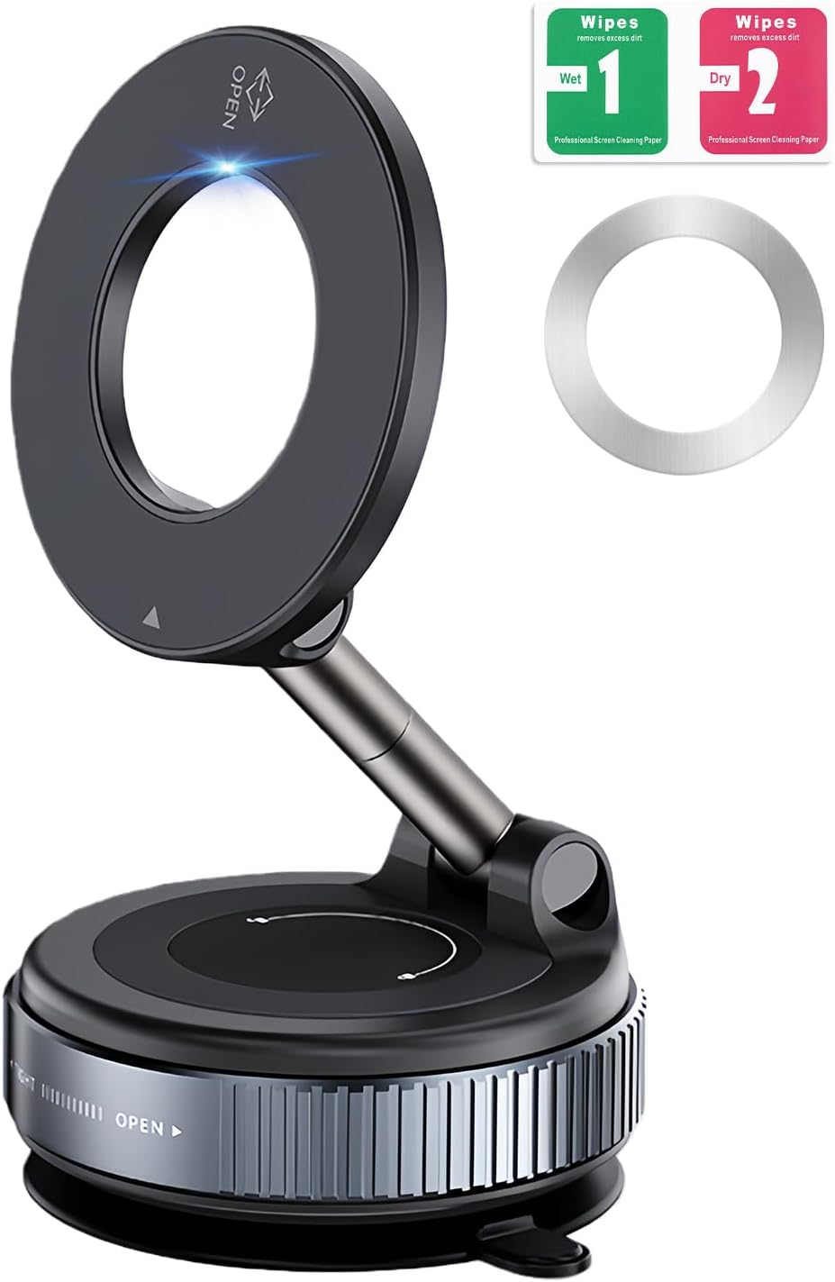 Magnetic Car Phone Holder, Foldable 360&deg; Adjustable Suction Mount, Compatible with Iphone/Samsung Galaxy and Most Smartphones for Car, Gym, Bathroom Mirror image number 5