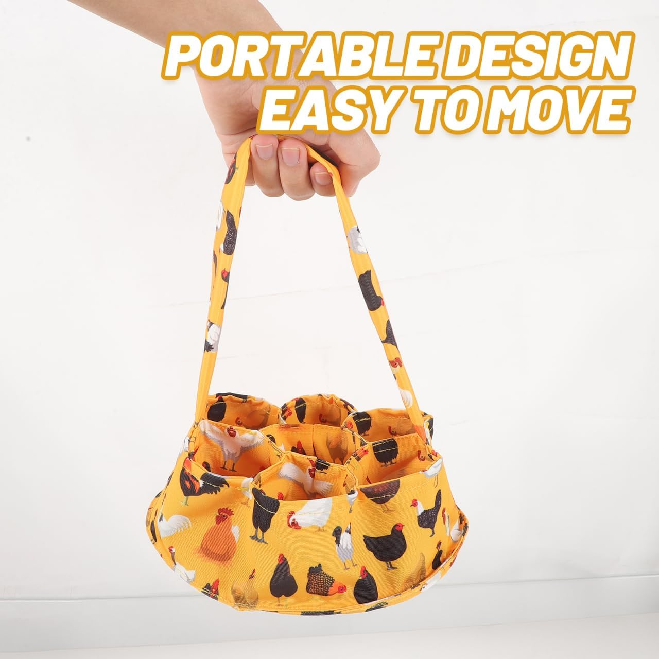 Egg Collection Basket with 7 Pouches for Chickens Ducks Geese - Canvas Storage Bag for Farmhouse and Garden Use image number 1