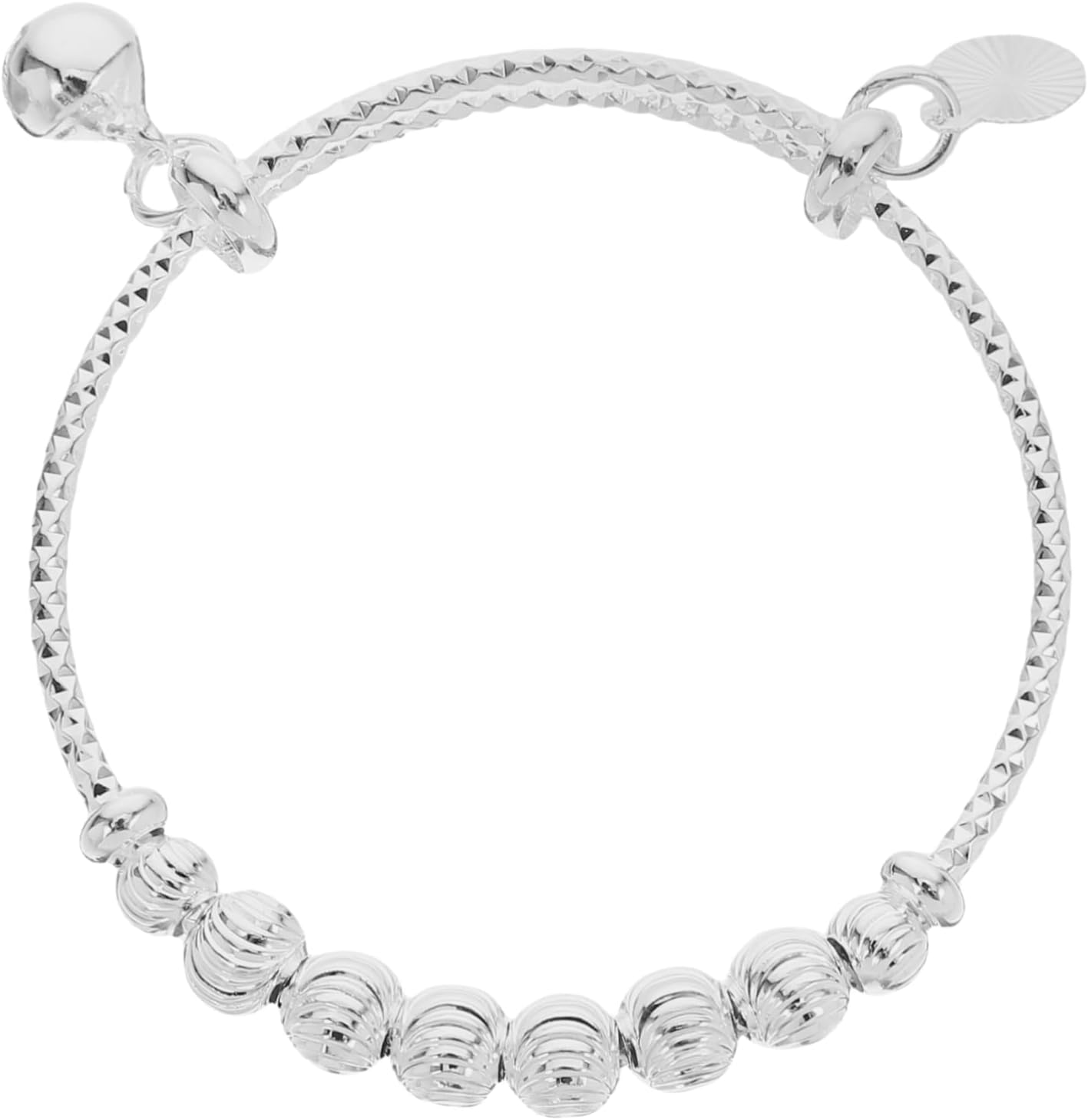 GALPADA Silver Bell Bangle Bracelet for Babies and Toddlers Infant Jewelry Beaded Design Newborn Baby Girl Bracelet for Birthday