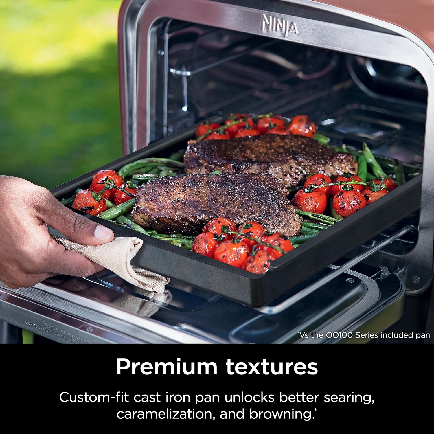 Ninja XSKOCTPN Woodfire Outdoor Cast Iron Pan, Pre-Seasoned, High Heat, Compatible Woodfire Outdoor Oven (OO100 Series), Cast Iron, Black, 12&rdquo; X 12&rdquo; image number 3