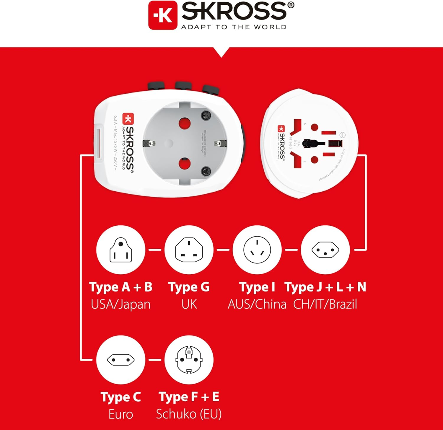 SKROSS Country Plug Pro Light USB World 2 X a White image number 5