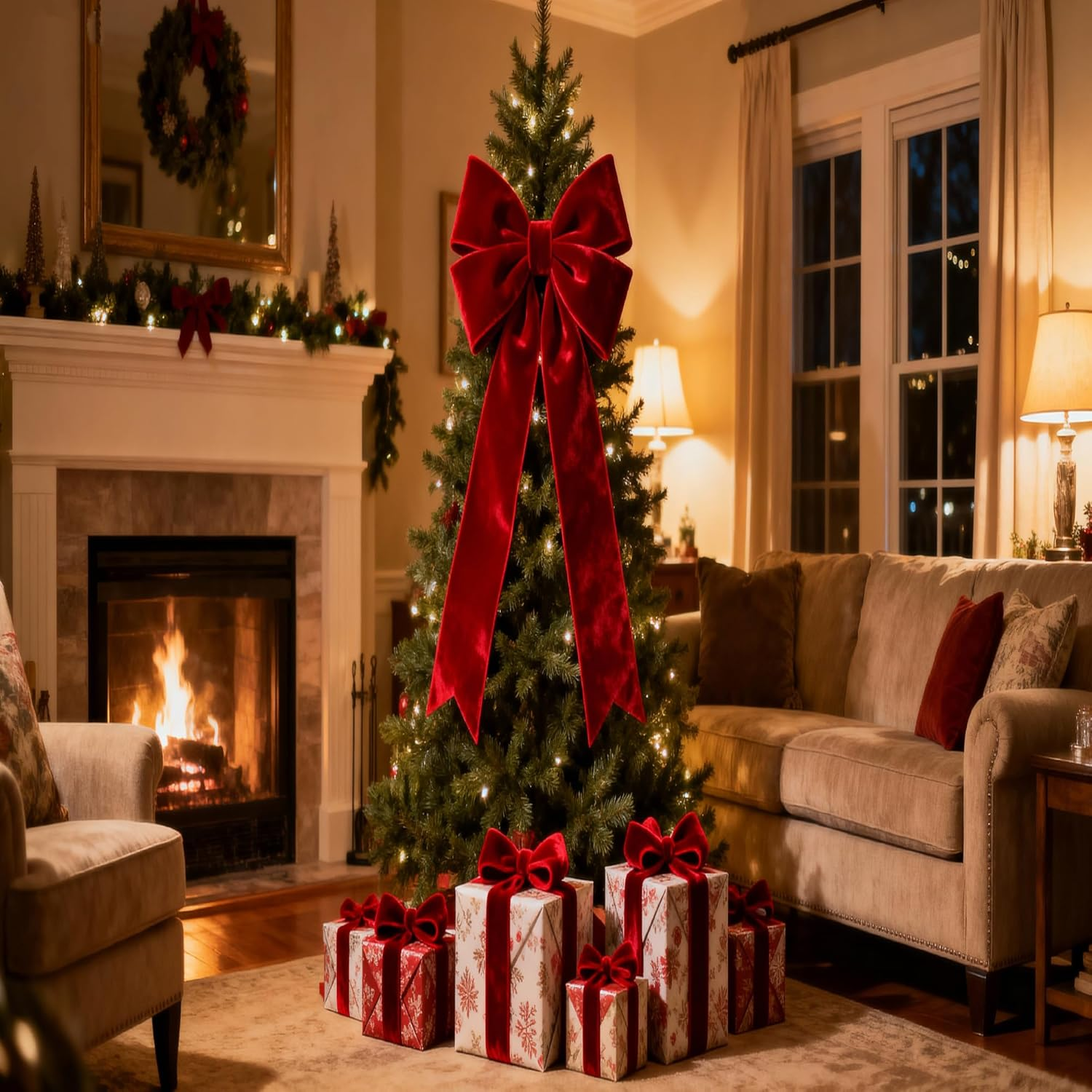 1-1/2 Inch Wide X 25 Yards Red Velvet Ribbon, Velvet Ribbons for Gift Wrapping, Christmas Wrapping Bows, Wedding Decor, Sewing and More image number 3