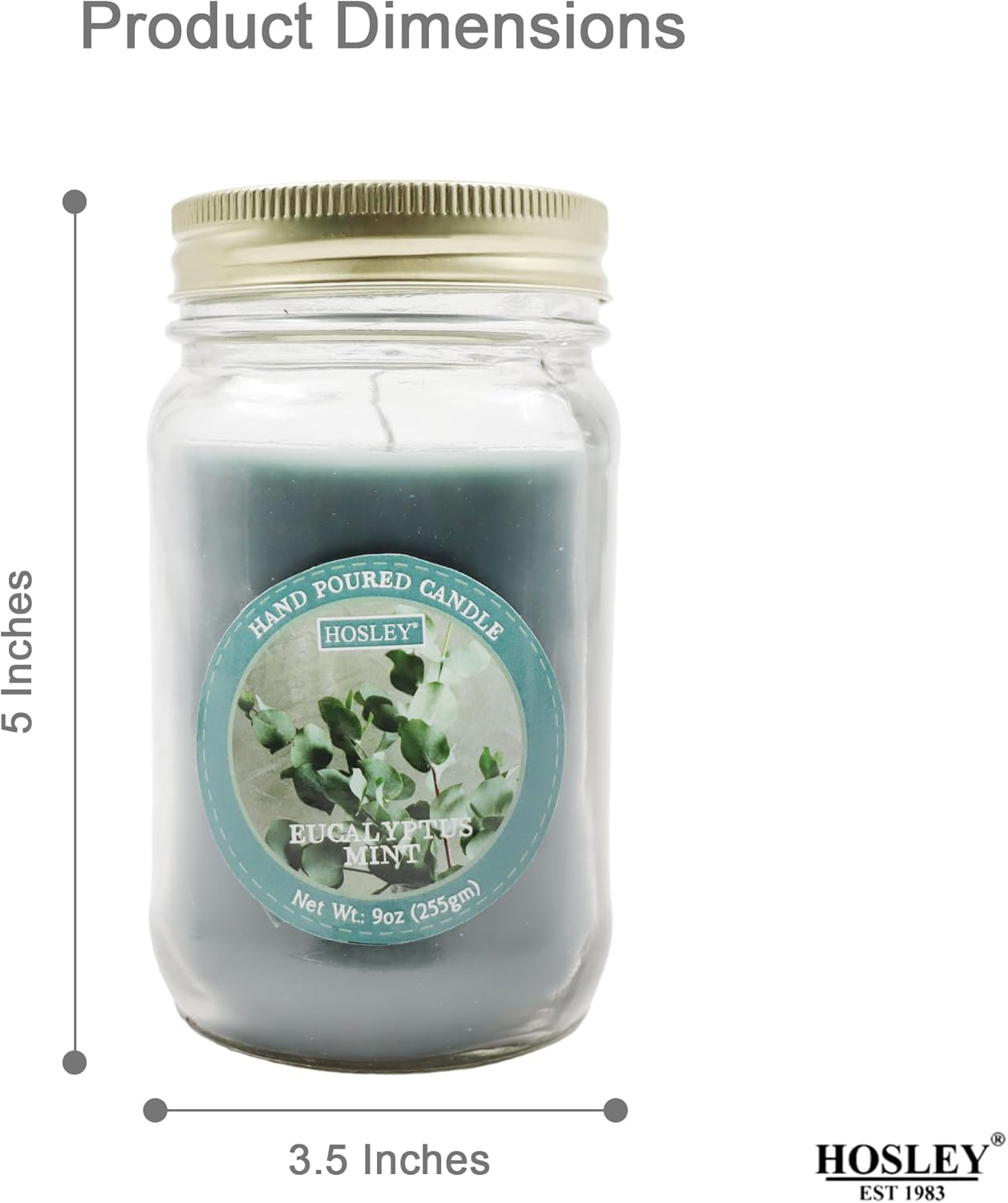 Hosley&reg; 9Oz Eucalyptus Mint Scented Classic Clear Fragrance Jar Candle Large Jar Single Wick Candle, over 55 Hours of Burn Time (Pack of 2) image number 3
