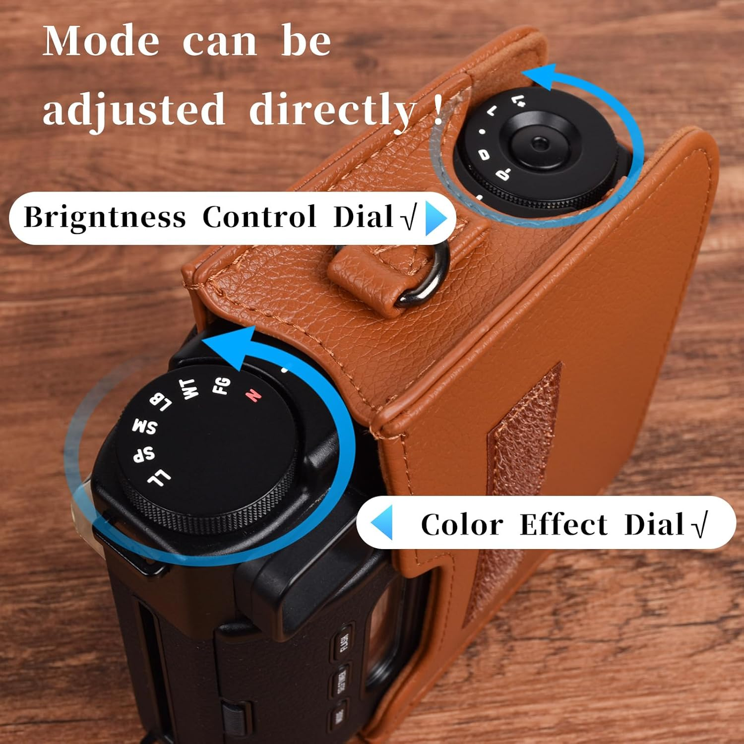 Rieibi Camera Case for Instax Mini 99 - PU Leather Protective Case for Fujifilm Instax Mini 99 Instant Camera - Removable Case with Shoulder Strap Velcro Fastener - Brown