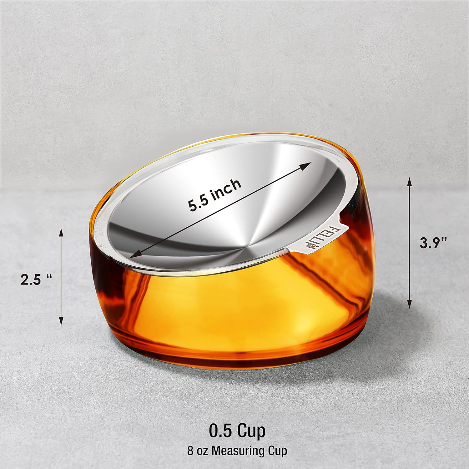 Felli Pet Whisker Stress Friendly Raised Angled Cat Wet Food Bowl Stainless Steel Shallow Dish Tilted, anti Vomit, Slanted Feeding Plate Metal Elevated Acrylic Flat Faced Dog (0.5 Cups, Gold) image number 7