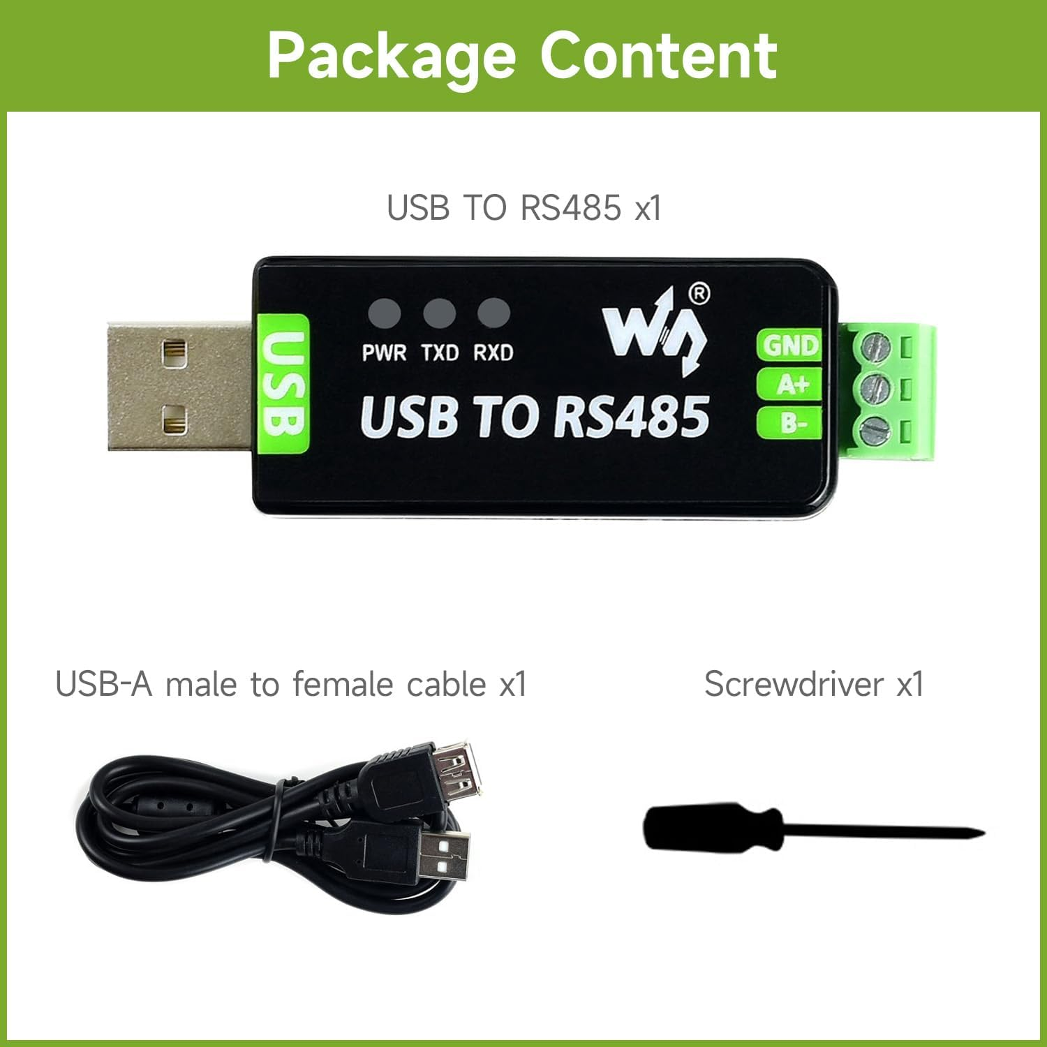 Waveshare Industrial USB to RS485 Converter with Original FT232RL and SP485EEN Embedded Protection Circuits for Industrial Control Equipments And/Or Applications with High Communication Requirement