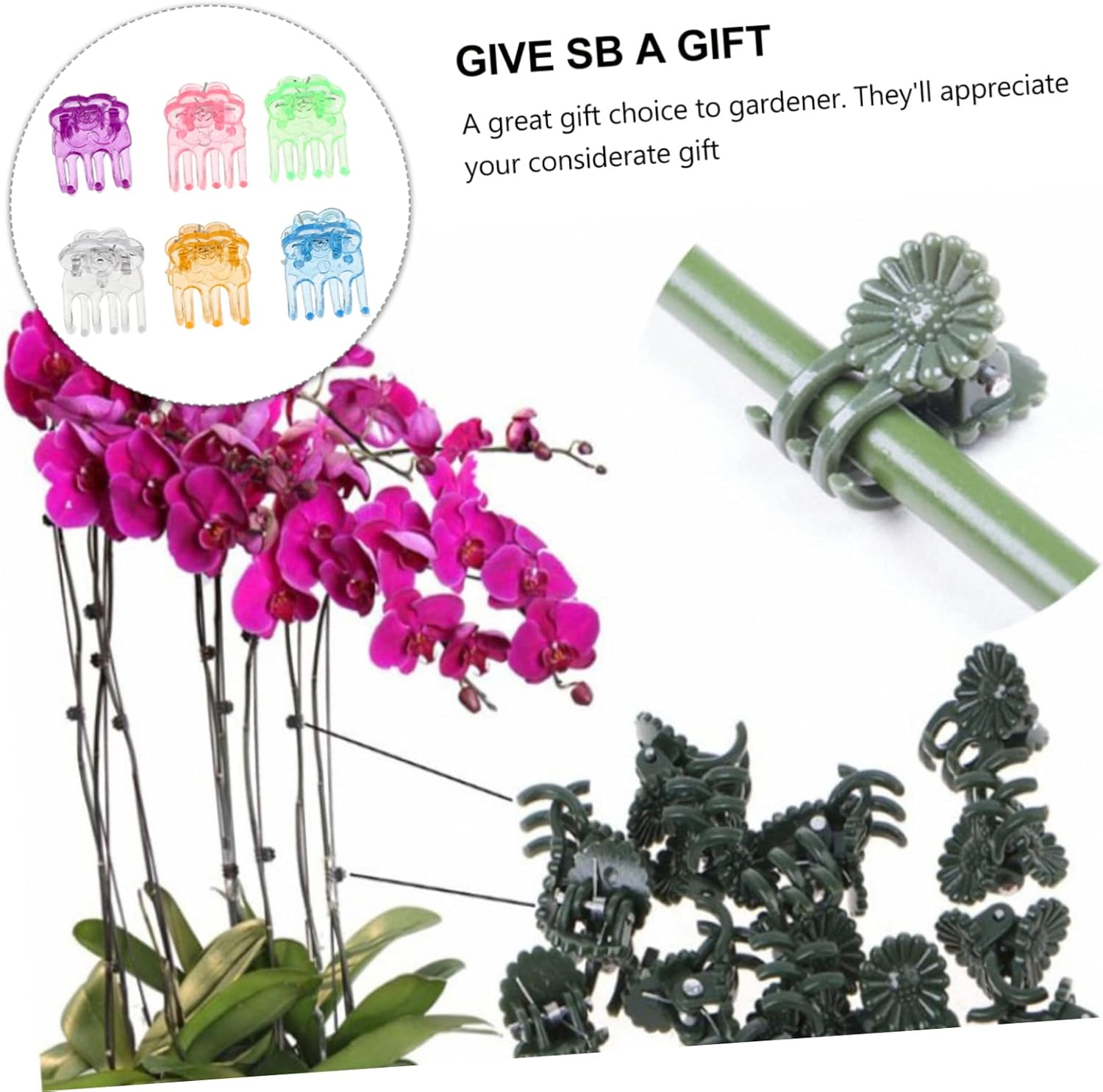 INOOMP 180Pcs Plastic Support Clips for Garden Flower Vine Fixing Clips Plant for Rose and Plants Vine Support for Garden Supplies image number 1