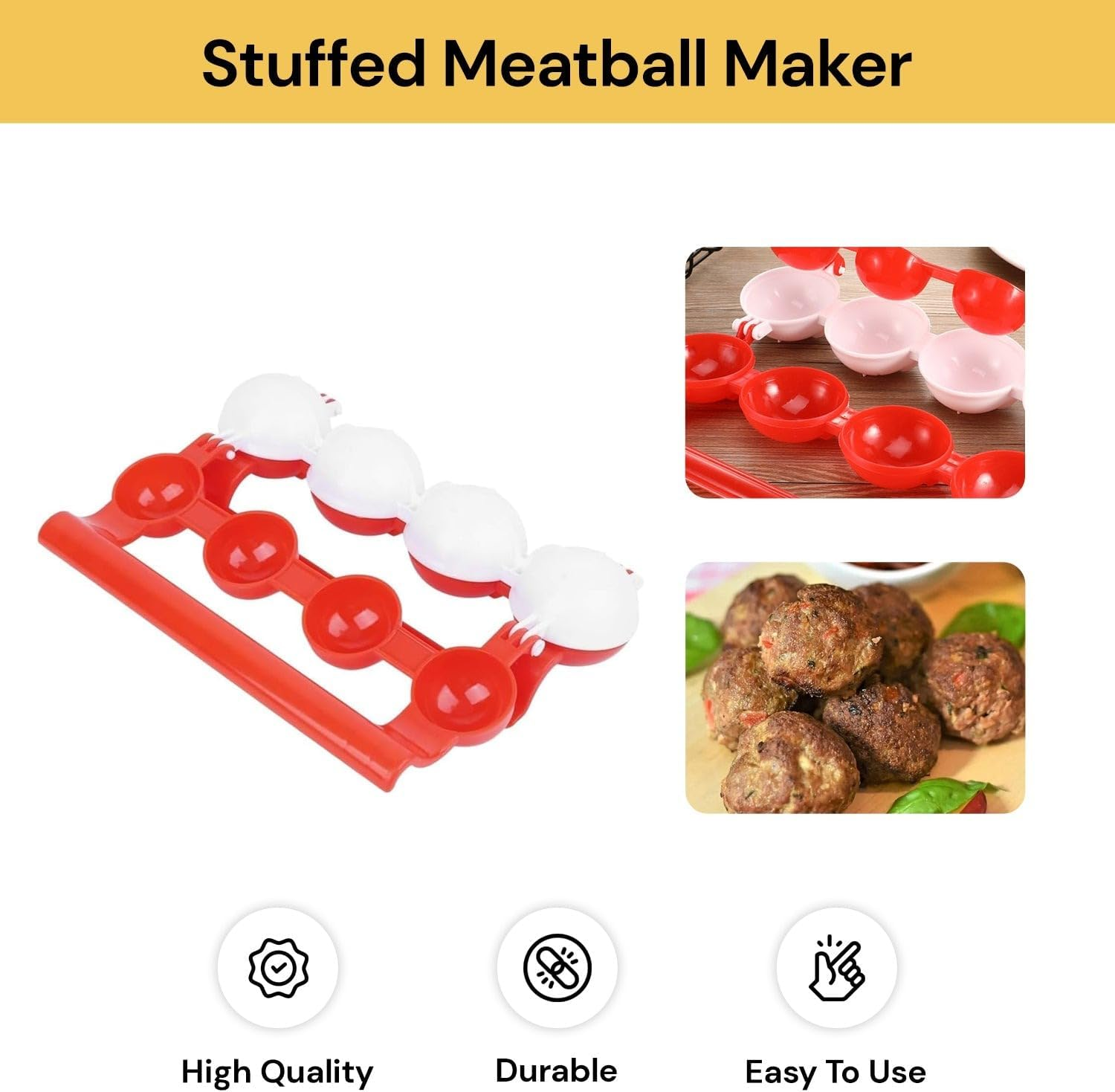 EZONEDEAL Meatball Maker Homemade Stuffed Meat Ball Maker Fishballs Burger Maker Mold, Home Household Kitchen Cooking Tool Practical Kitchen Supplies Christmas DIY Cooking Tools - Meatball Molds image number 3