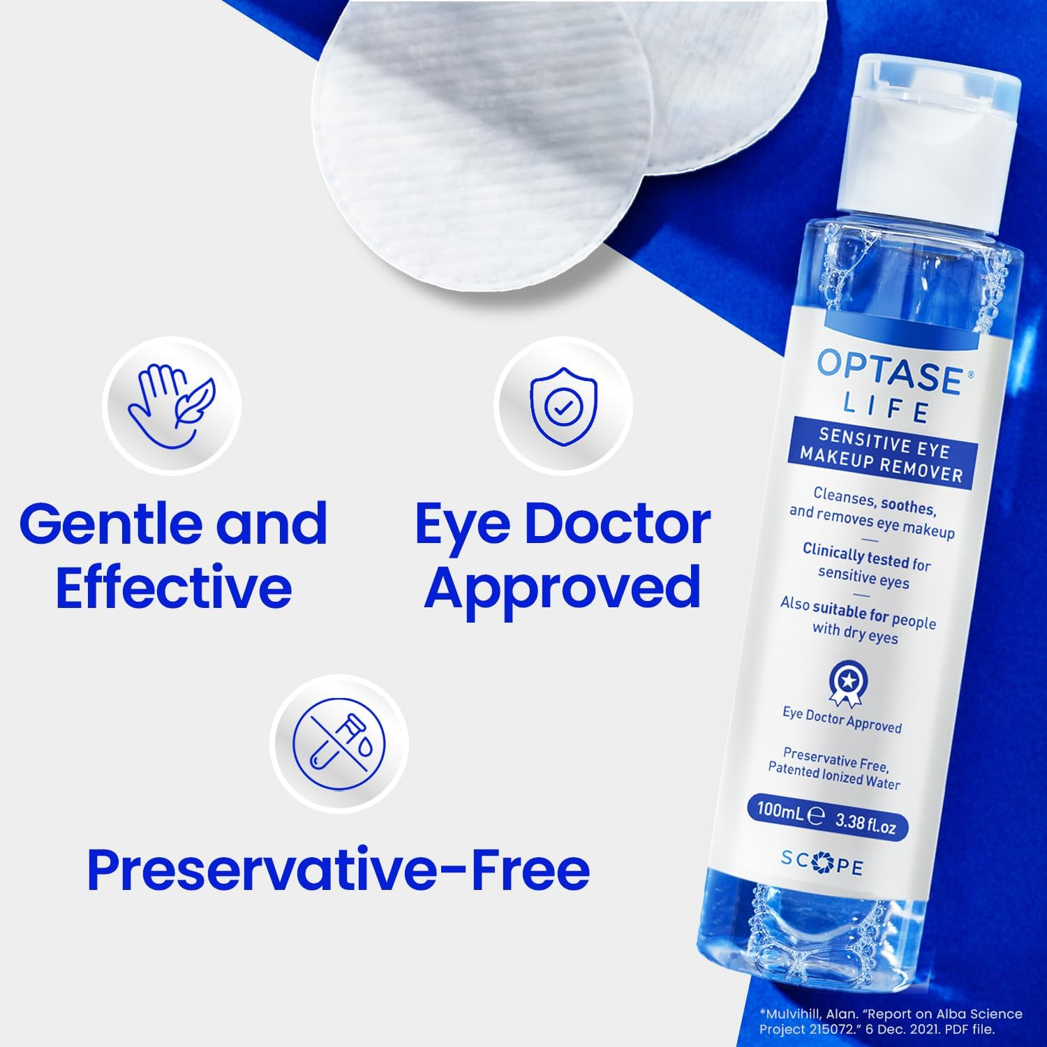 Optase Life Sensitive Eye Makeup Remover &ndash; Gentle & Effective for All Skin Types - Breakthrough Innovation Vs Traditional Micellar Water - 100Ml image number 3