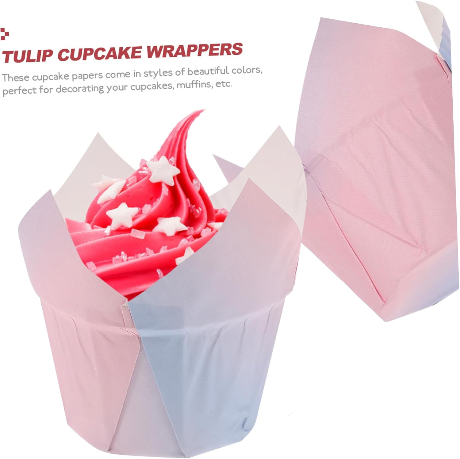 50 Pack Tulip Cupcake Liners Baking Cups Paper Muffin Liners Elegant for Celebrations Baking Needs