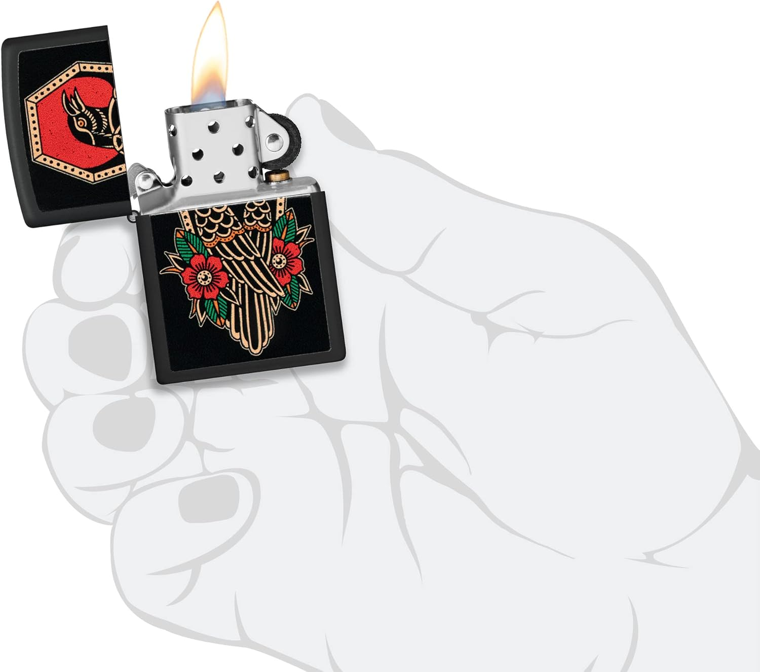 Zippo Crow Tattoo Design Lighter - Multicolor image number 4
