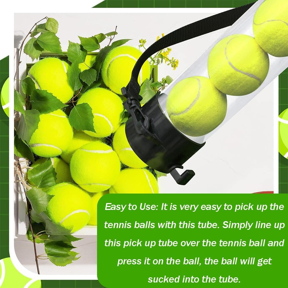 SHENMAIDAY 2 Pcs Pickleball & Tennis Pickup Tube - Tennis Ball Pick up Tube with Shoulder Strap Lightweight Ball Collector Tennis Ball Holder Perfect for Any Level Tennis Player (15 Balls) image number 6