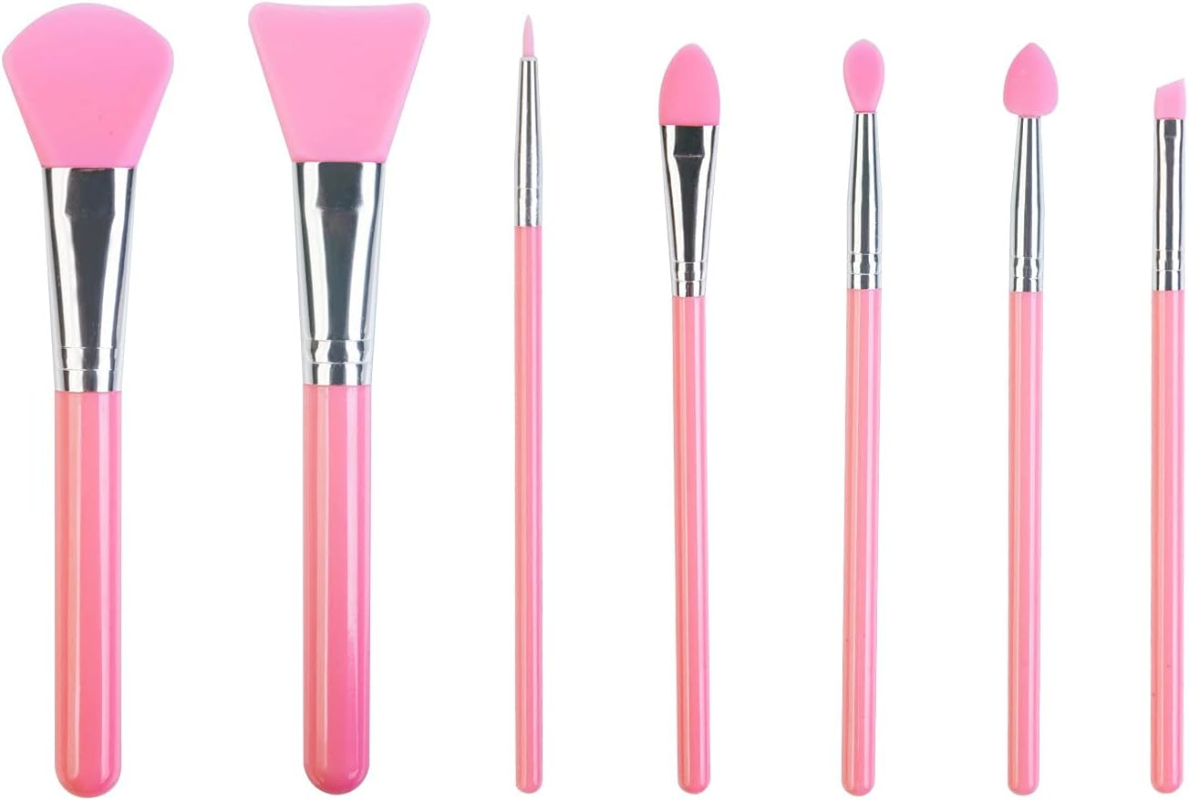 7-Piece Silicone Brush Applicator Set: Ideal for UV Resin Epoxy Art Crafting and Cream Makeup Products in Pink image number 2