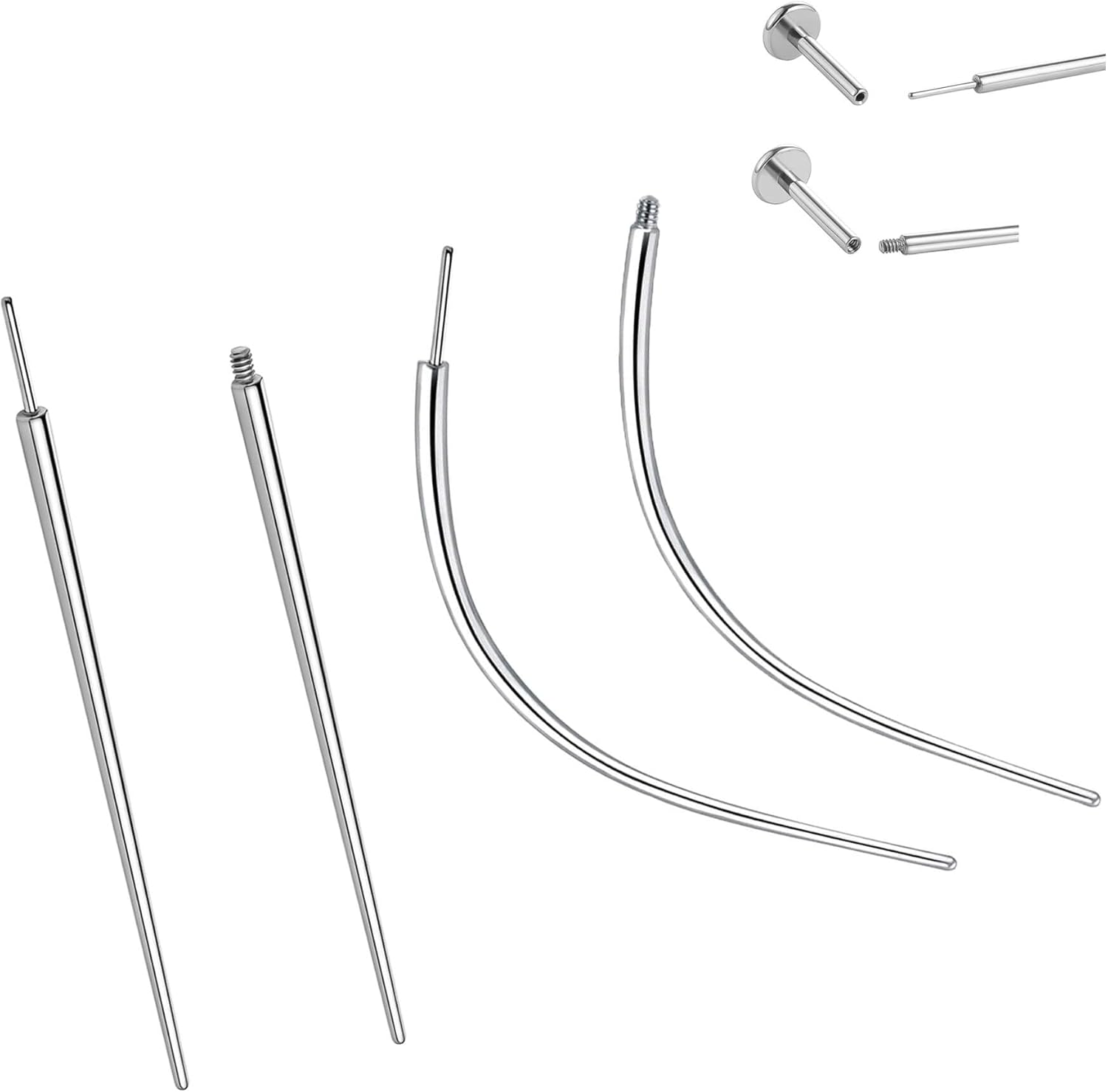 QXXPVV Stainless Steel 14G 16G 18G 20G Threaded Piercing Taper Threadless Piercing Taper Insertion Pin for Ear/Nose/Navel/Nipple/Lip/Eyebrow Stretcher Body Piercing Stretching Kit Assistant Tool image number 4