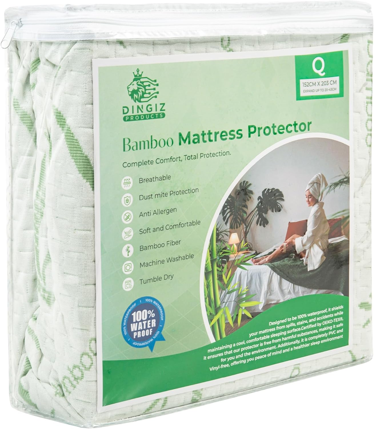 Bamboo Jacquard Mattress Protector &ndash; Soft & Cooling Mattress Toper &ndash; Waterproof Mattress Protector &ndash; Deep Pocket, Noiseless & Durable Protection for Mattress &ndash; Smooth & Secure Fit image number 4