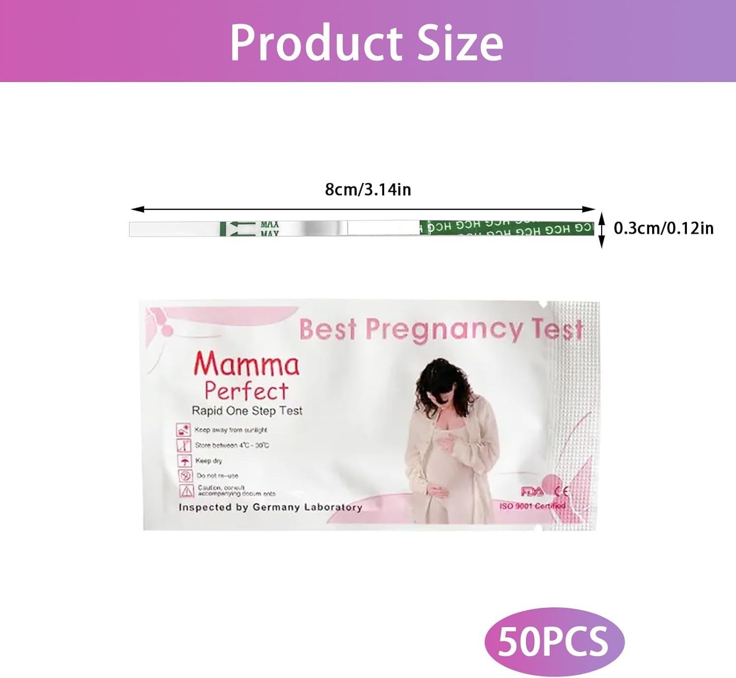 50Pcs of Early Pregnancy Test Strips，Ovulation Test Strips，Easy at Home Ovulation Strips，Independent Packaging image number 6