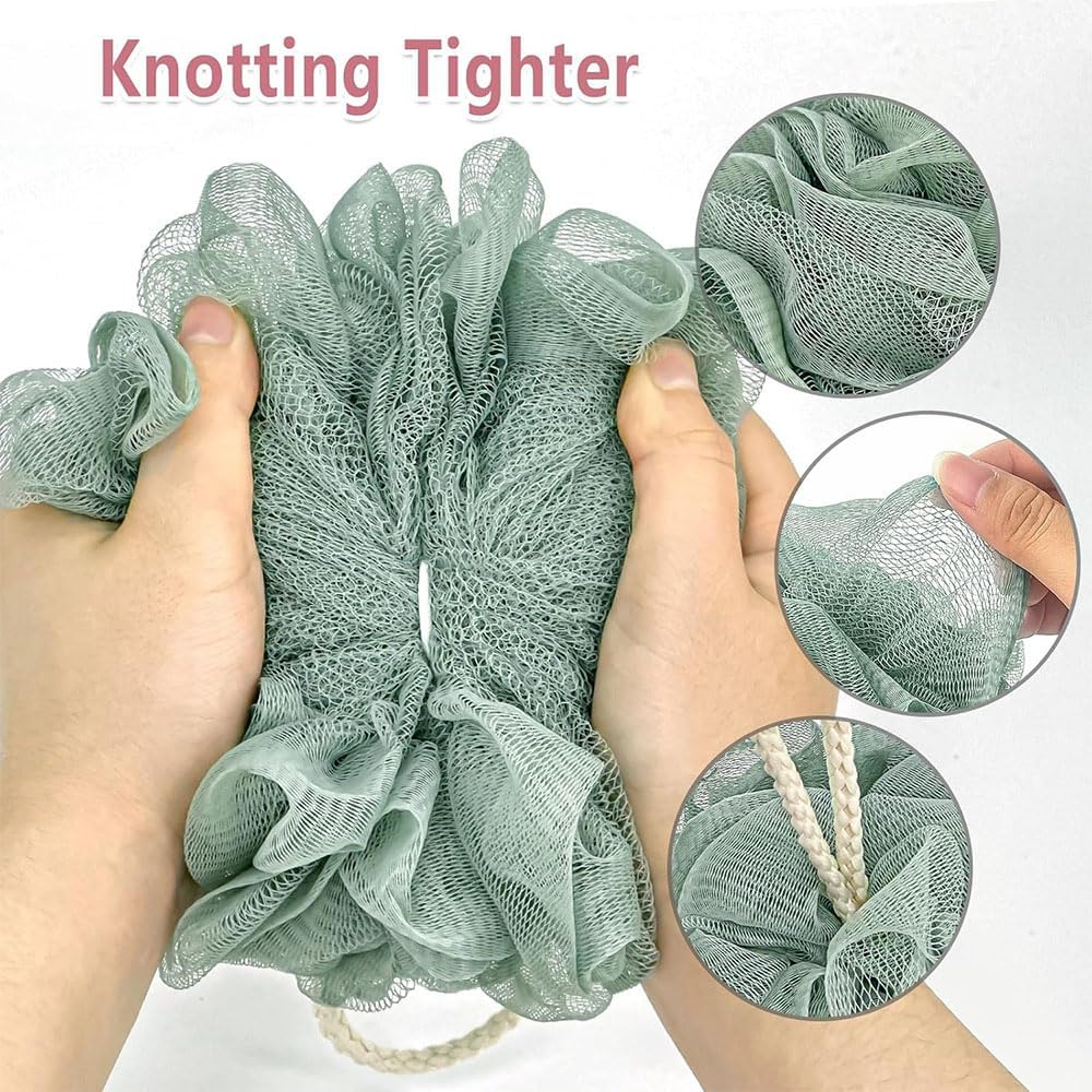 Aufondof 8 Pack Bath Loofah Sponge,4 Colors Bath Sponges Mesh Balls 60G Body Scrubber Exfoliator Wash Back Scrubber Bathroom Scrubbers Cleaning Bathing Accessories image number 4