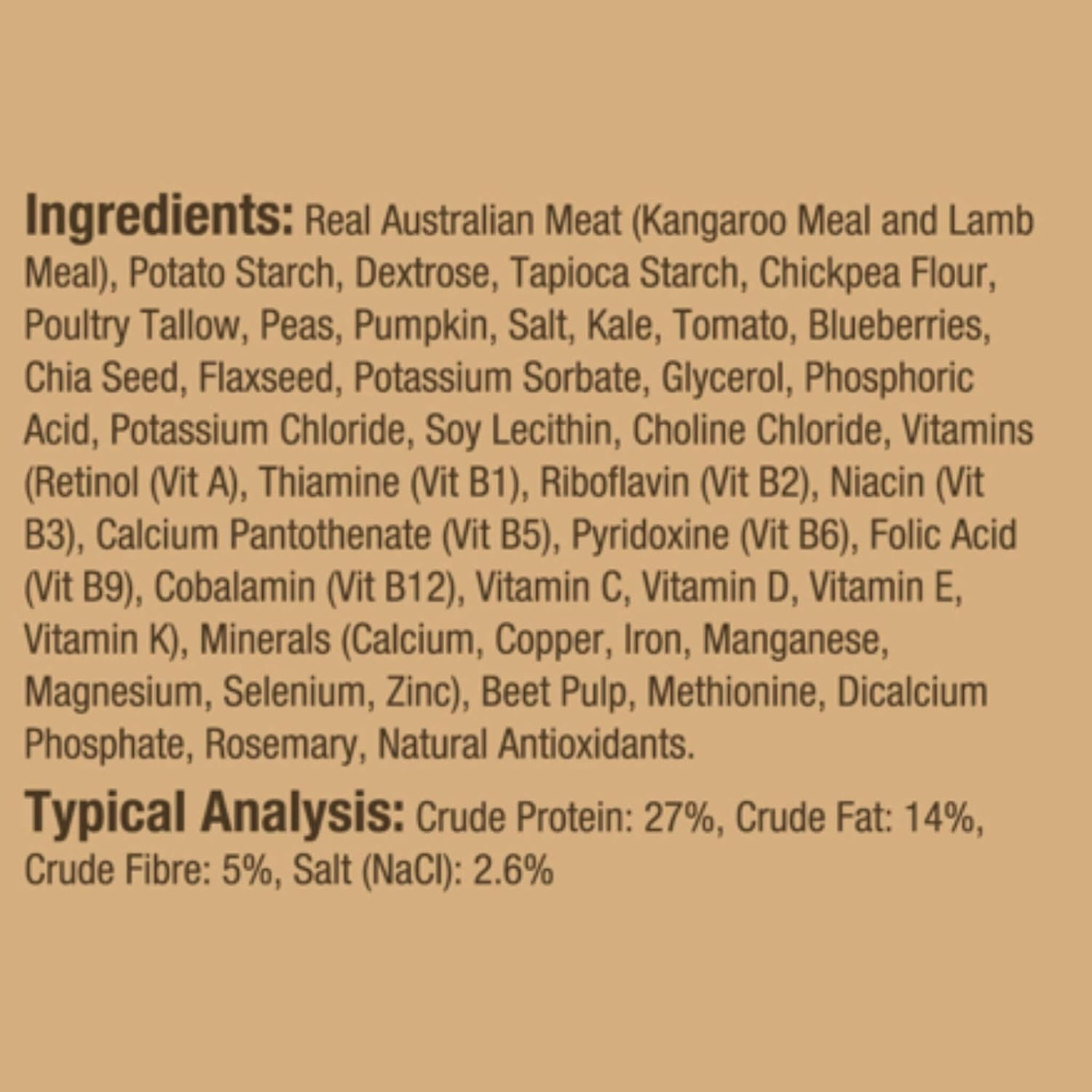 Vetalogica Australian Naturals Grain Free Large Breed Kangaroo and Garden Vegetables Treats for Dogs 210 G