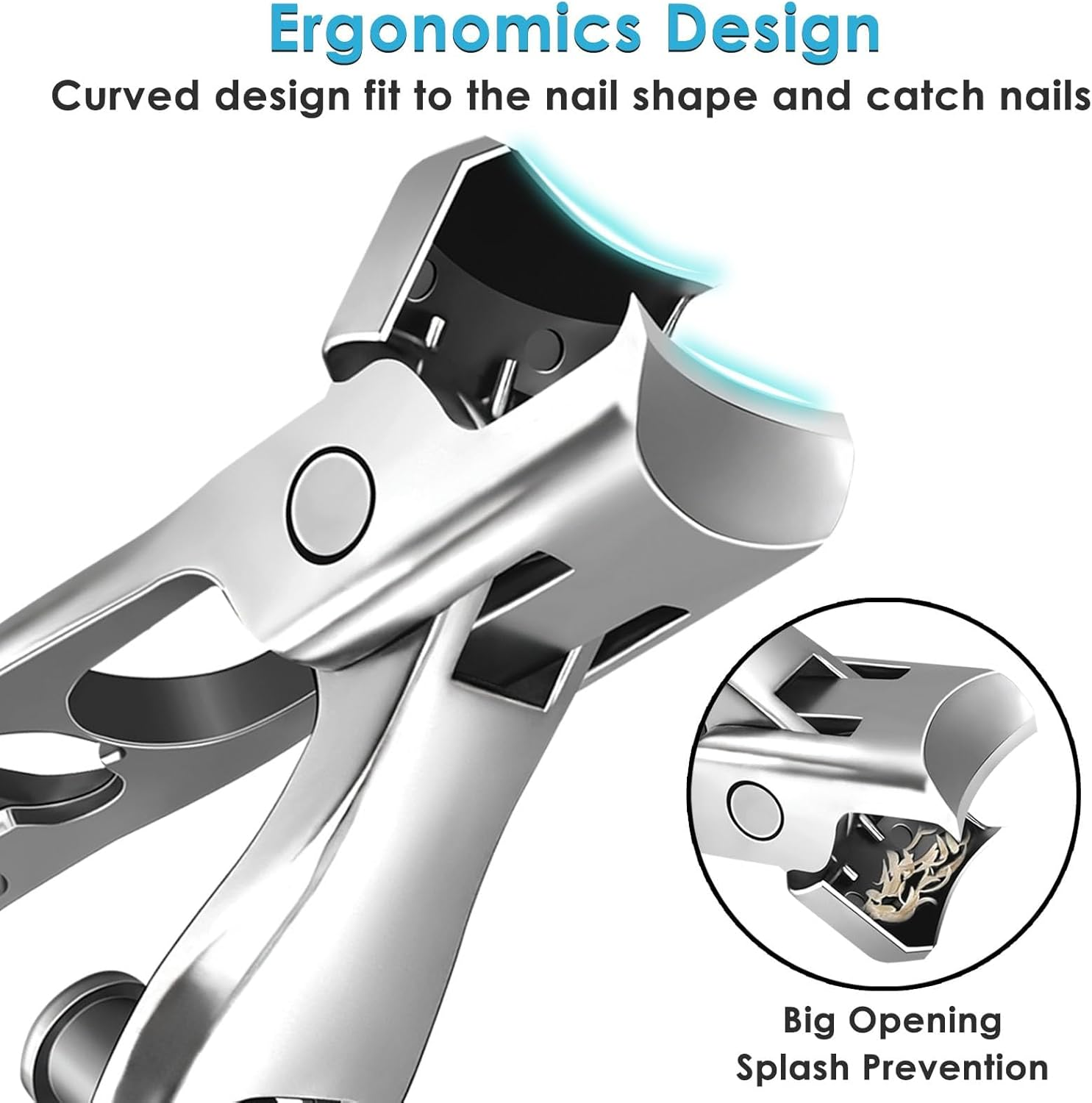 Nail Clippers for Men Women Thick Nails, Large Wide Jaw Opening Toe Nail Clippers for Seniors, Long Handle No Splash Fingernail Clipper with Catcher and Safety Lock image number 3