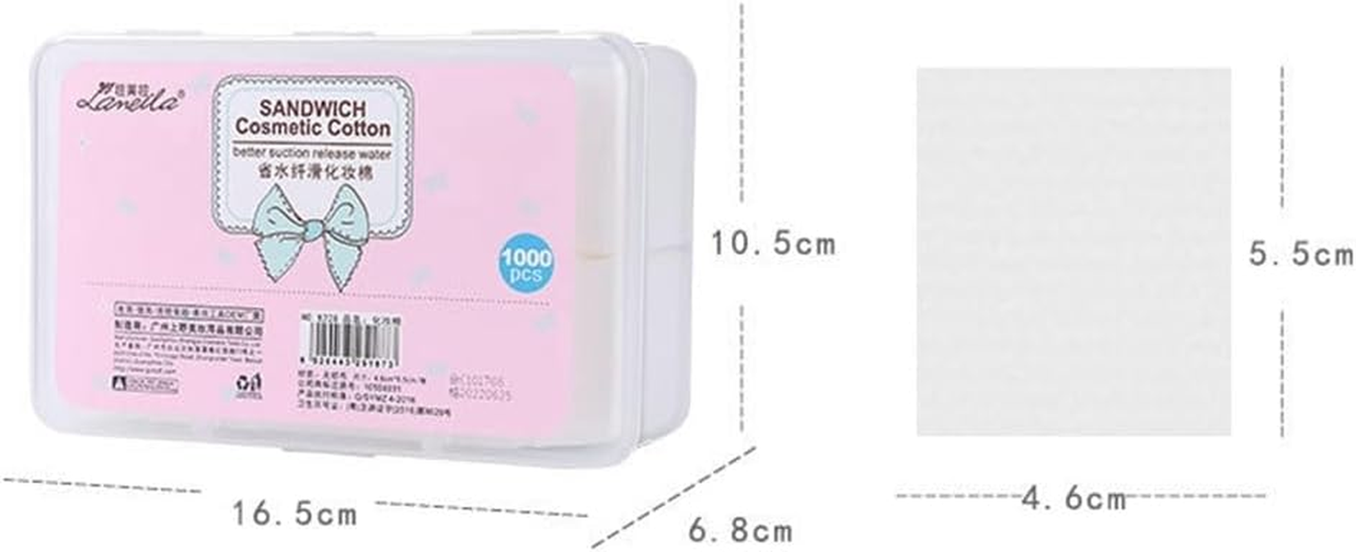 Healeved Cotton Wool Pads - 1000 Pcs Cotton Pads, Non-Fleecing, No Shed, 100% Pure Cotton Wool for Make-Up Removal, Discs Face, Nails, Manicure - Disposable Make up Remover Pads image number 4