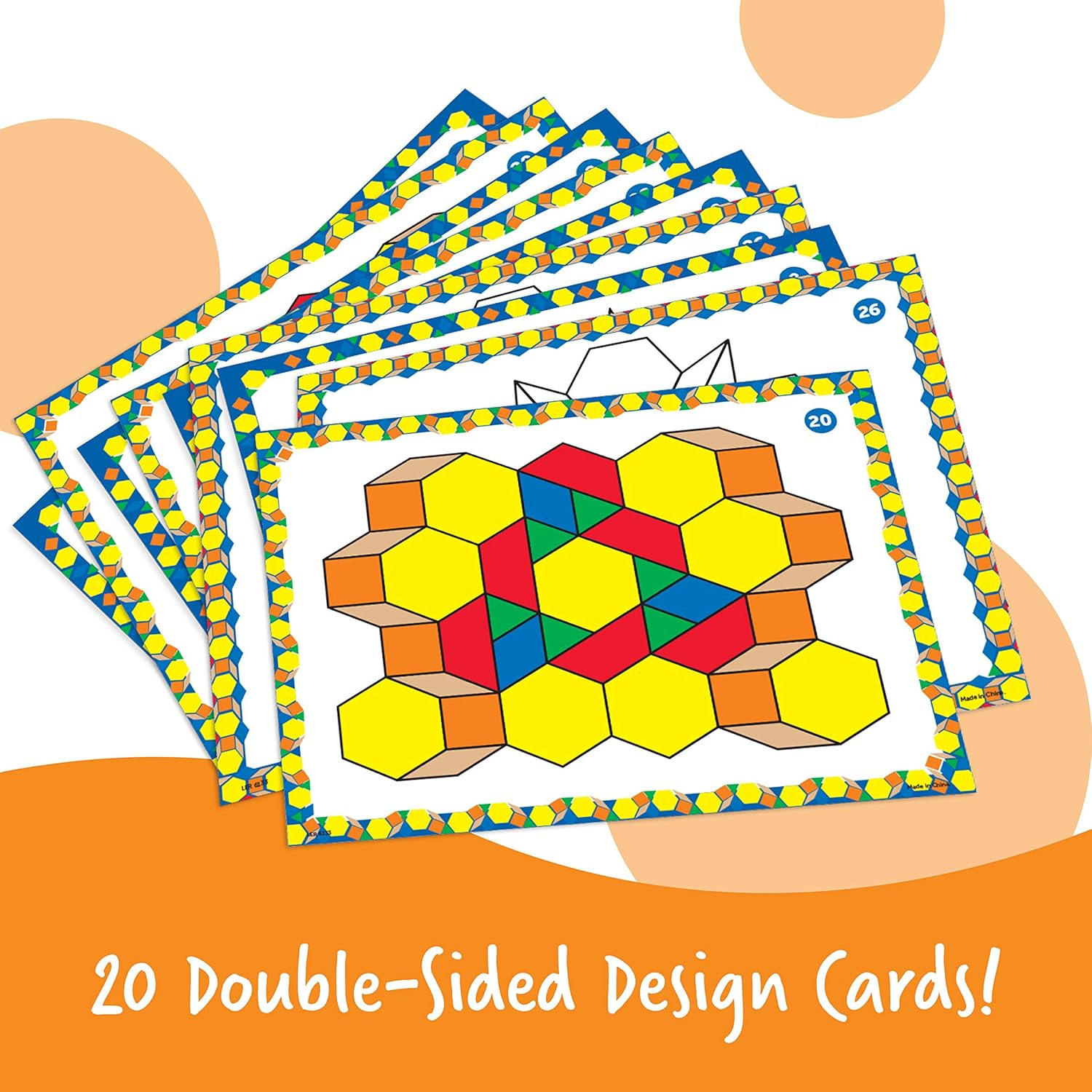 Learning Resources Pattern Block Activity Set, 20 Double-Sided Cards, Puzzles for Kids, for Kids, Ages 4+ image number 4