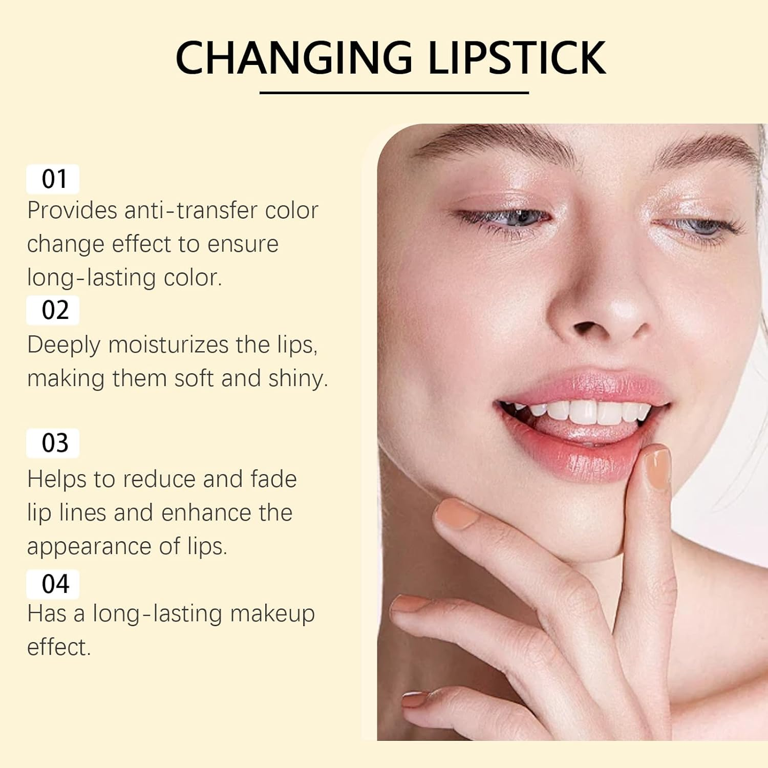 2PCS Color Changing Lipstick,Gold Crystal PH Color-Changing Lipstick - 24HR Transferproof & Moisturizing Lip Gloss,Glossy Shine Lip Gloss for Women Girls