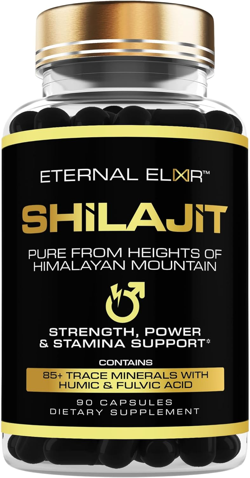 Eternal Elixir Shilajit Pure Himalayan Organic Supplement, 90 Shilajit Capsules with Pure Shilajit Extract, Trace Minerals Fulvic and Humic Acid, Shilajit Supplement to Enhance Immunity, Energy Levelshilajit Capsules image number 1