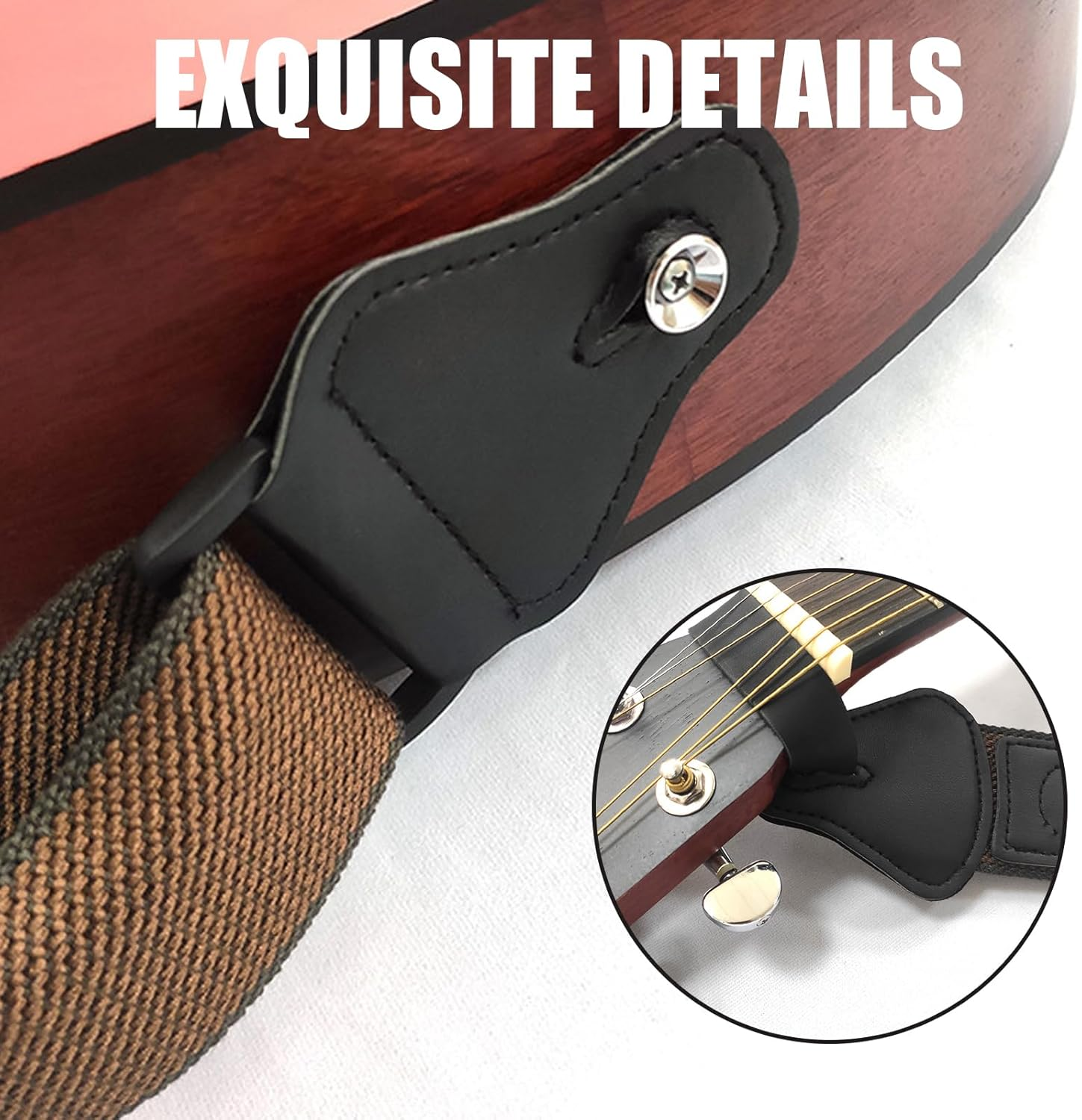 Guitar Strap, Soft Cotton Straps with 3 Pick Holders, Strap Button Headstock Adaptor, 1 Pair Locks and 3 Picks Set for Electric/Acoustic Guitar image number 5