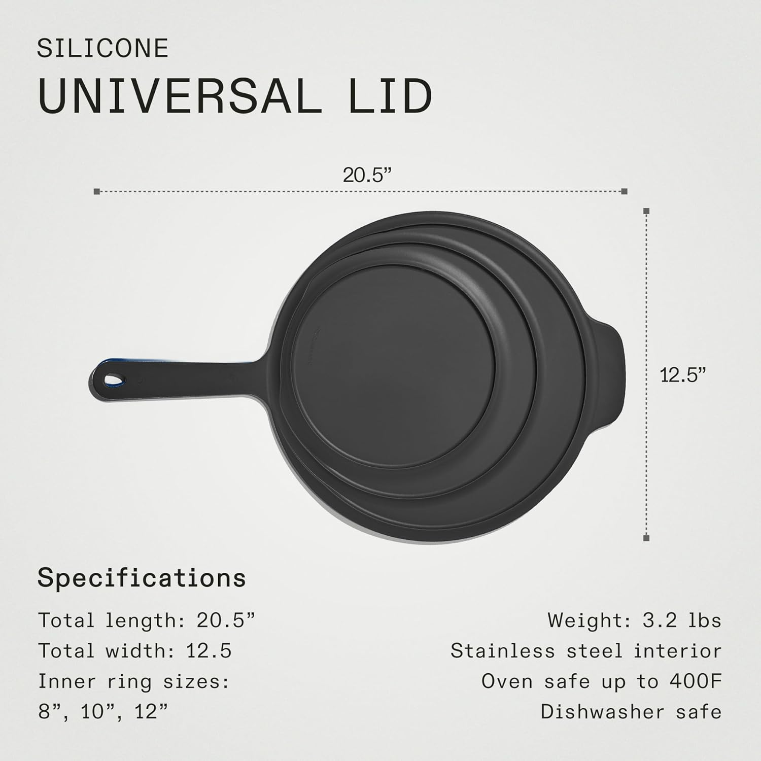 Made in Cookware - Frying Pan Silicone Universal Lid - 9 in 1 Design Fits Multiple Pans - Oven Safe 400F - Graphite image number 3