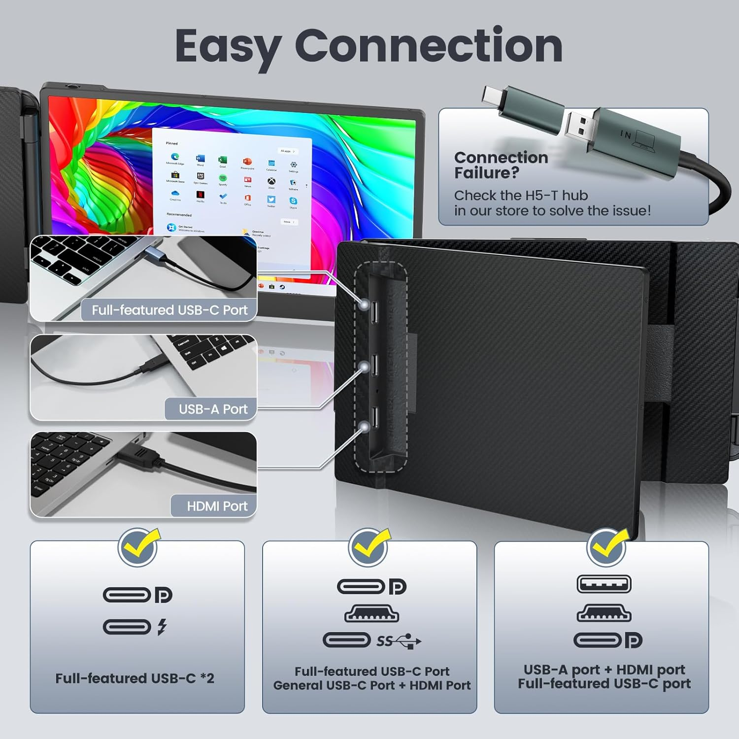 Teamgee Laptop Screen Extender, 14&rdquo; Full HD Portable Monitor for Laptop with Speakers & Flexible Kickstand, Plug-Play Monitor Extender (13&rdquo;-17&rdquo; Diagonal) with Wins/Mac/Dex/Android OS image number 2